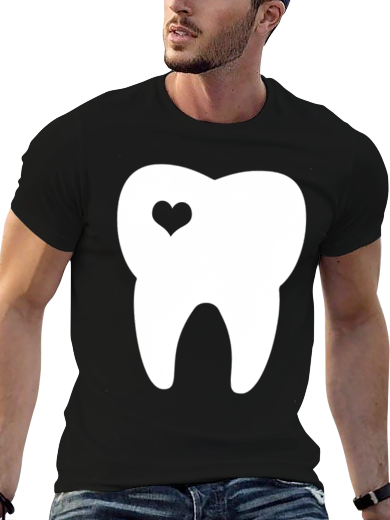 Tooth With Heart Graphic Tee - Black
