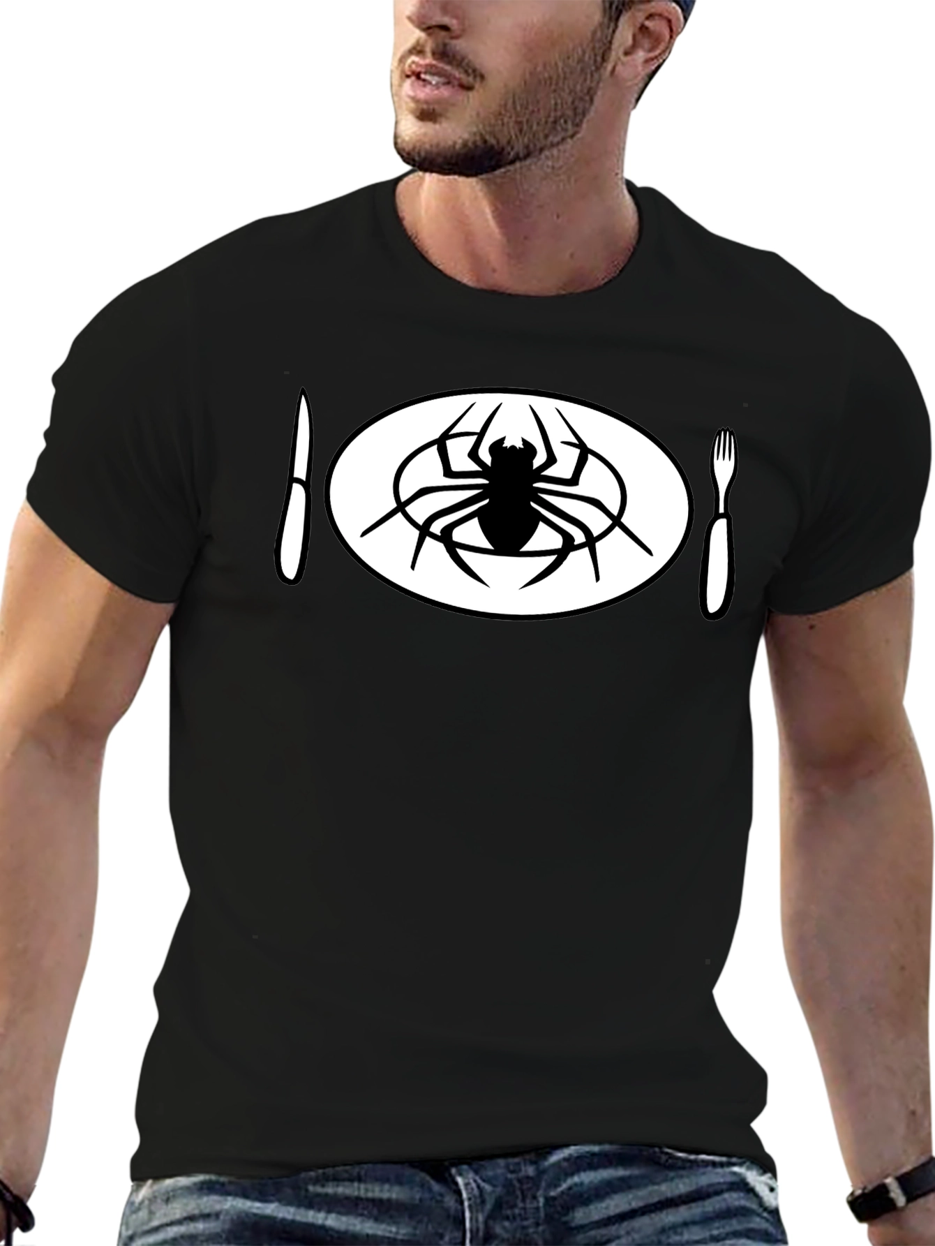 Spider Meal Black T-Shirt - Unique Graphic Tee