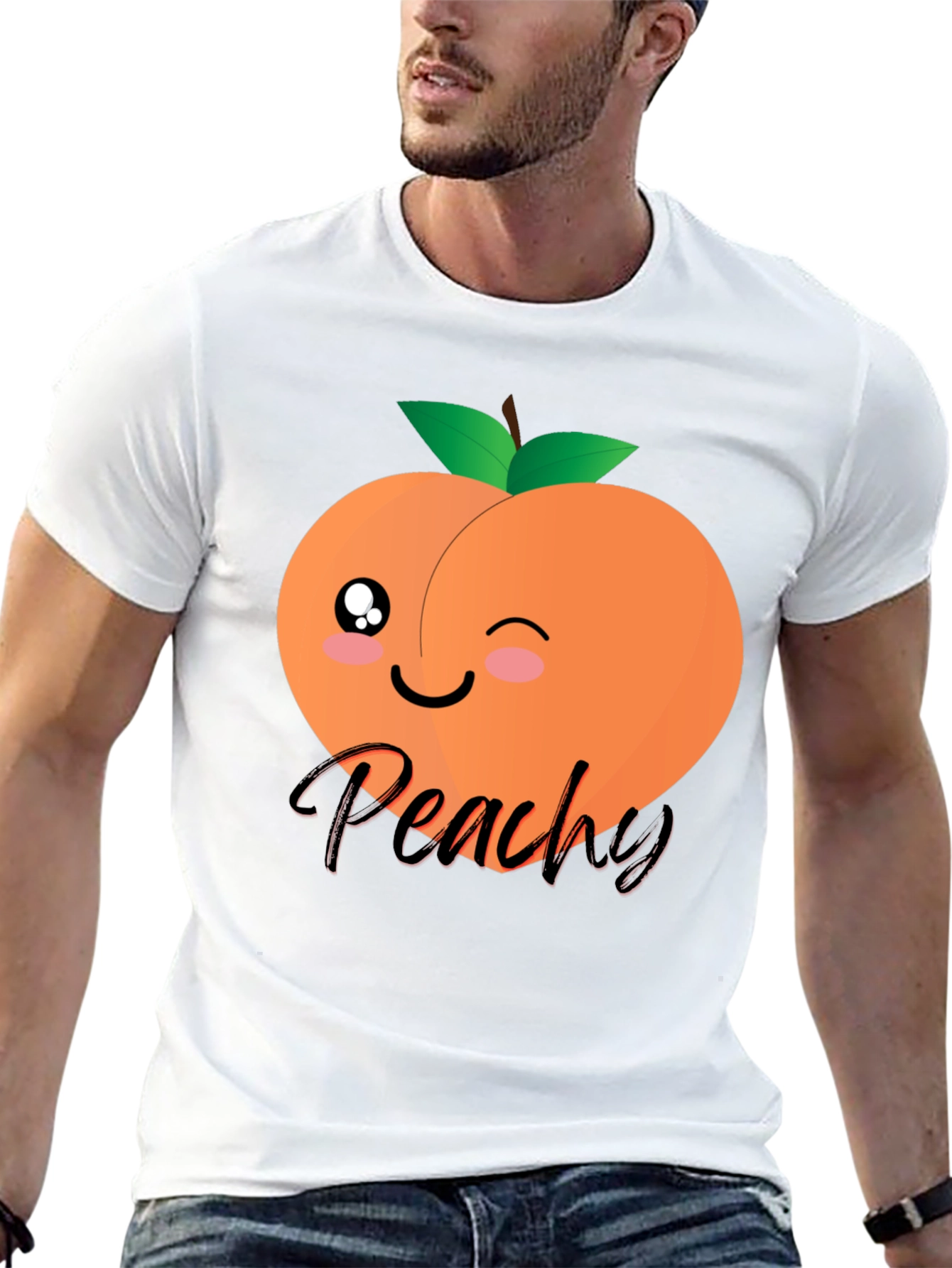 Cute Peachy Graphic T-Shirt - Unisex Black Tee