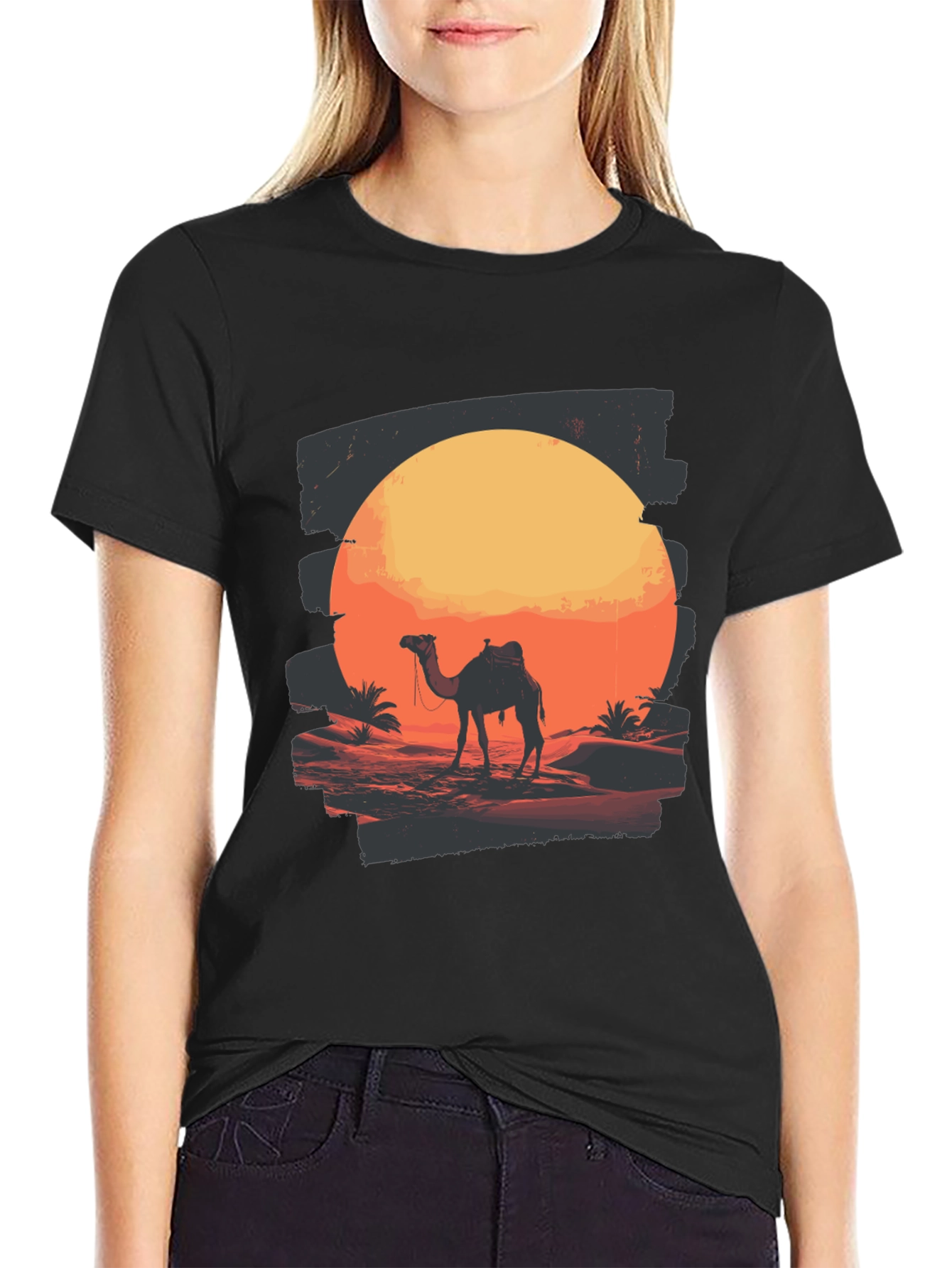 Desert Sunset Camel Graphic T-Shirt