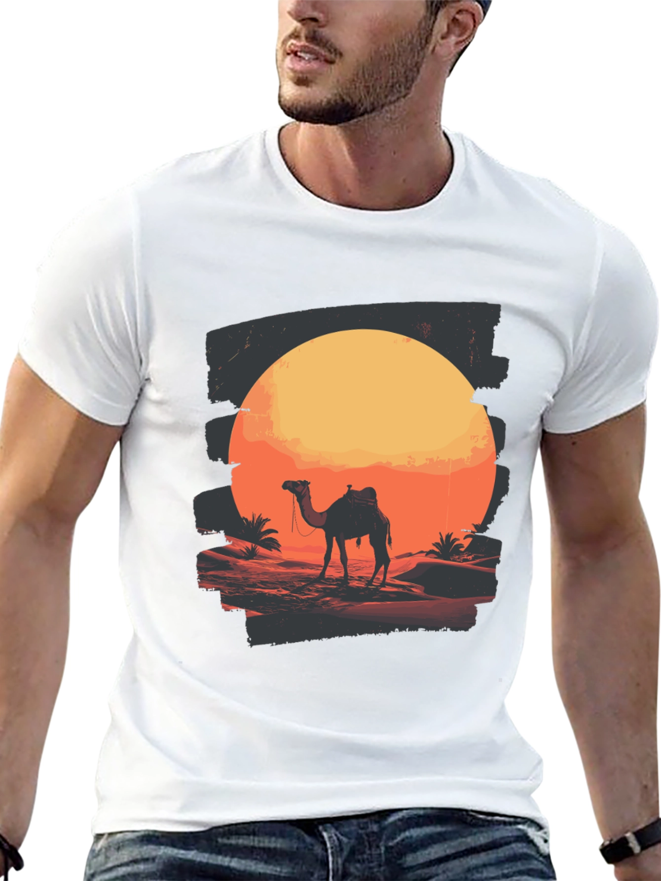 Desert Sunset Camel Graphic T-Shirt