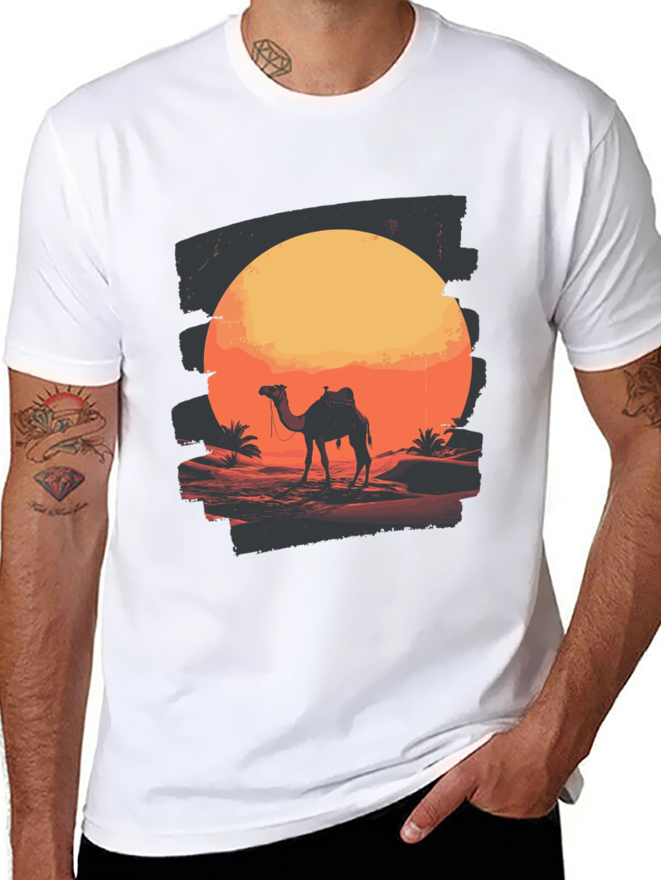Desert Sunset Camel Graphic T-Shirt