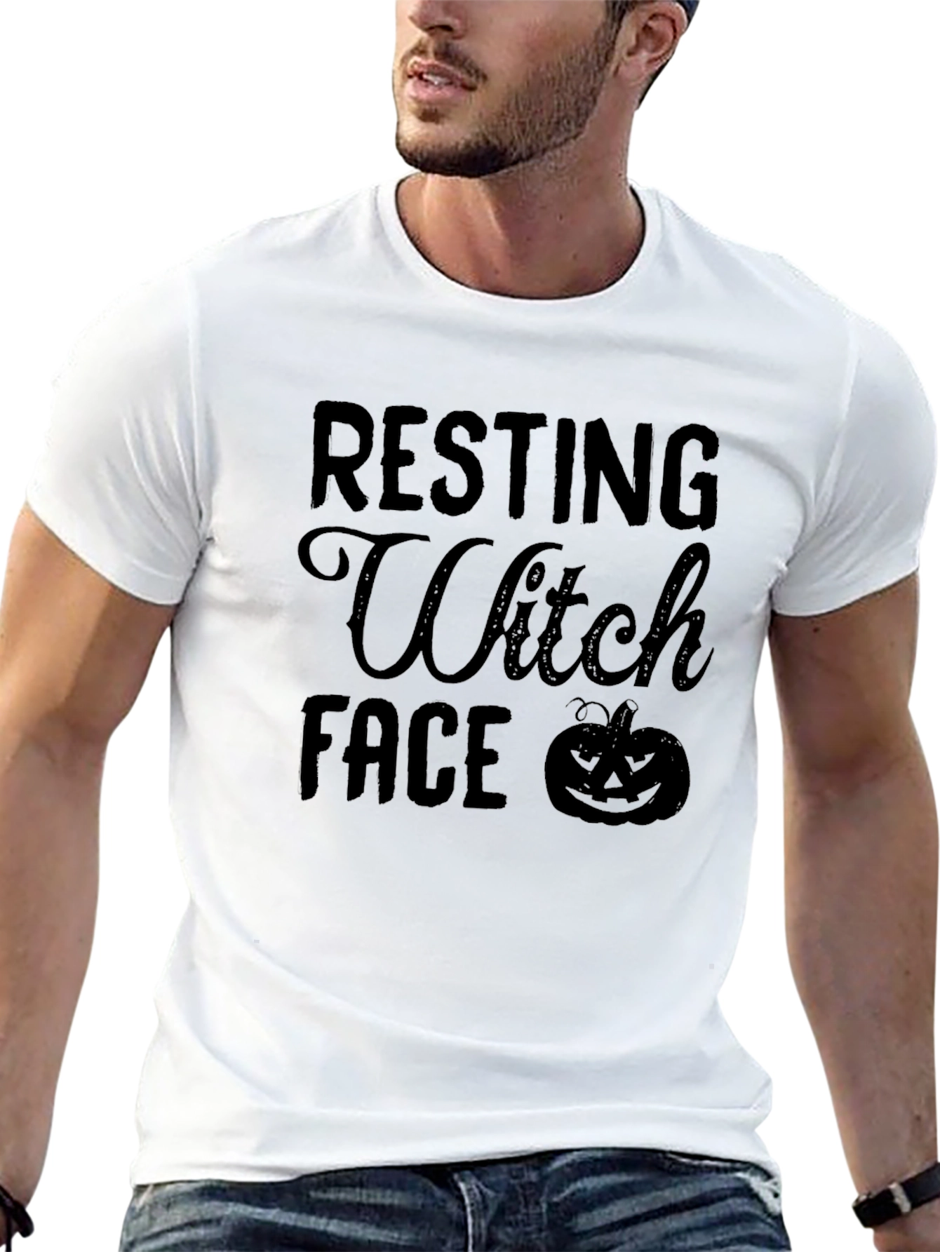 Resting Witch Face Graphic Halloween T-Shirt