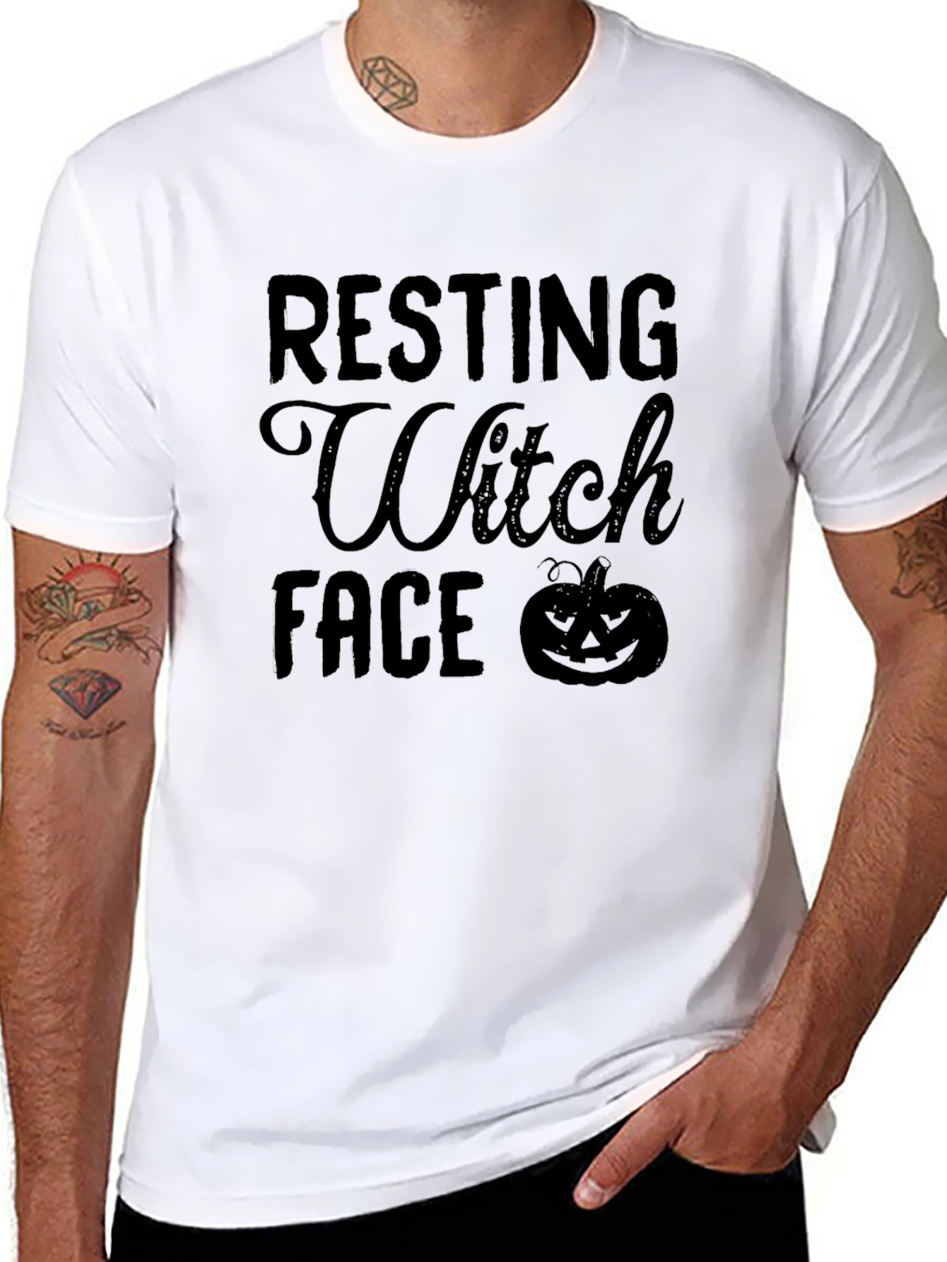 Resting Witch Face Graphic Halloween T-Shirt