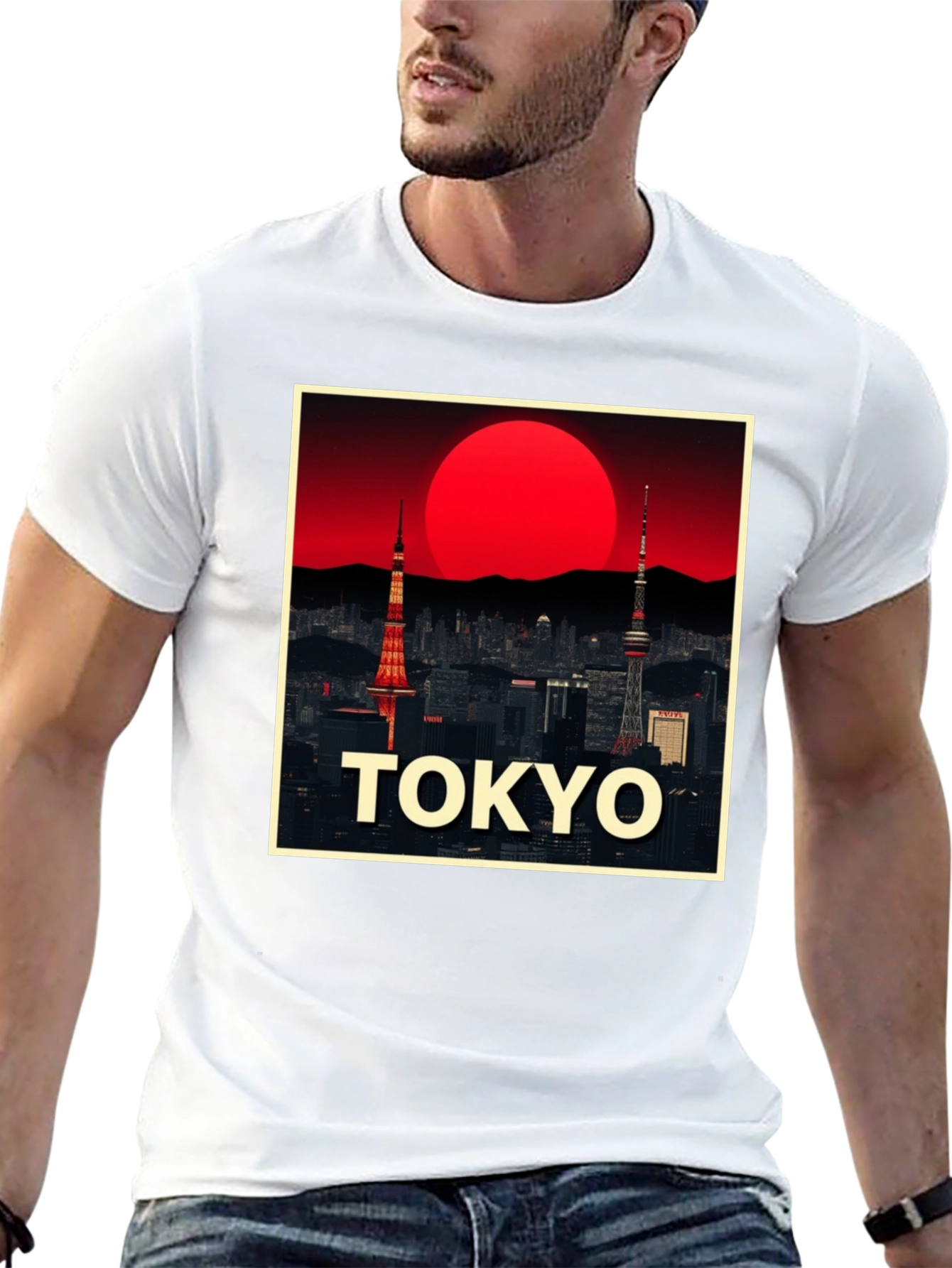 Tokyo Sunset Graphic T-Shirt - Cool City Skyline Design
