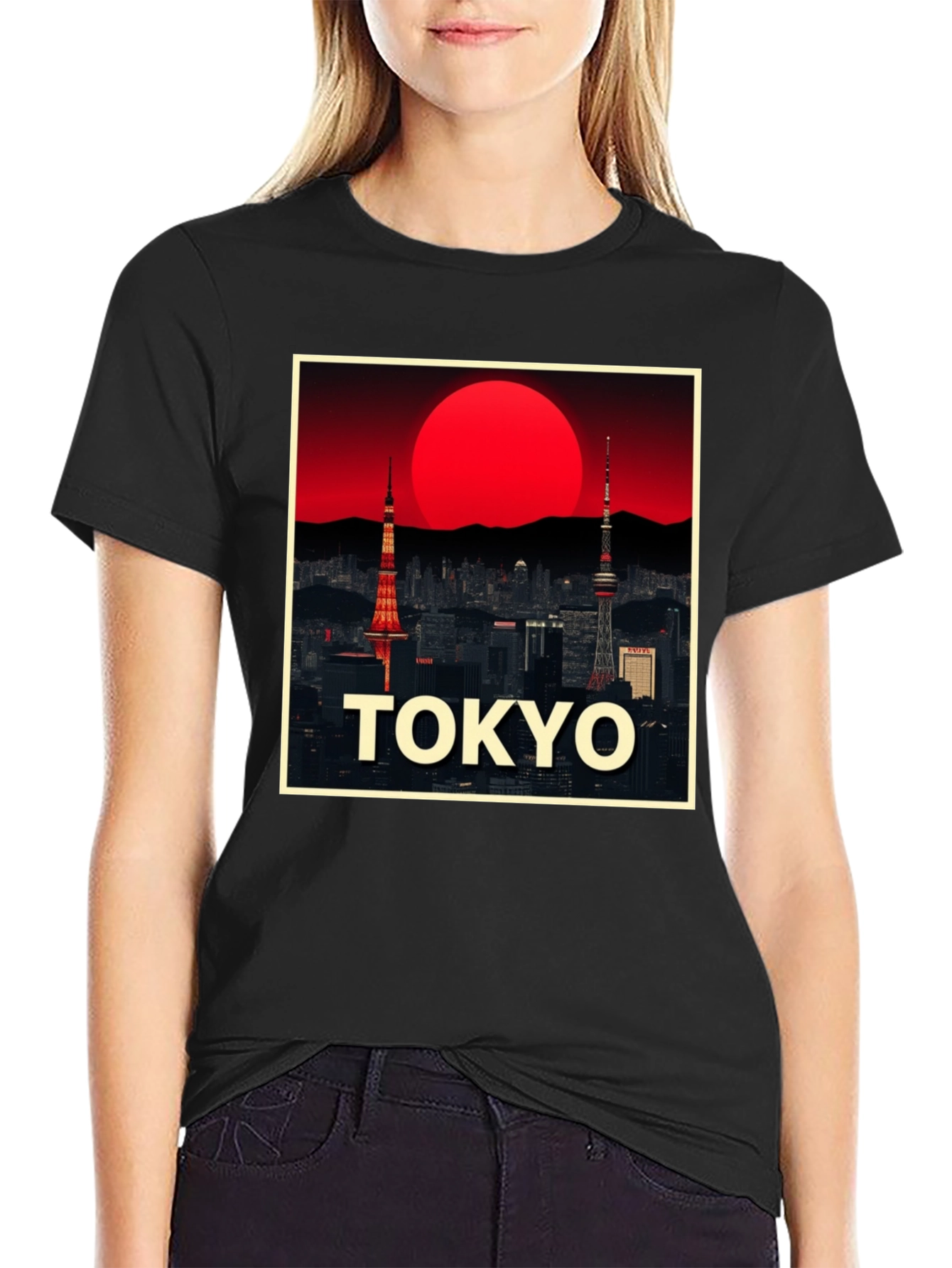 Tokyo Sunset Graphic T-Shirt - Cool City Skyline Design