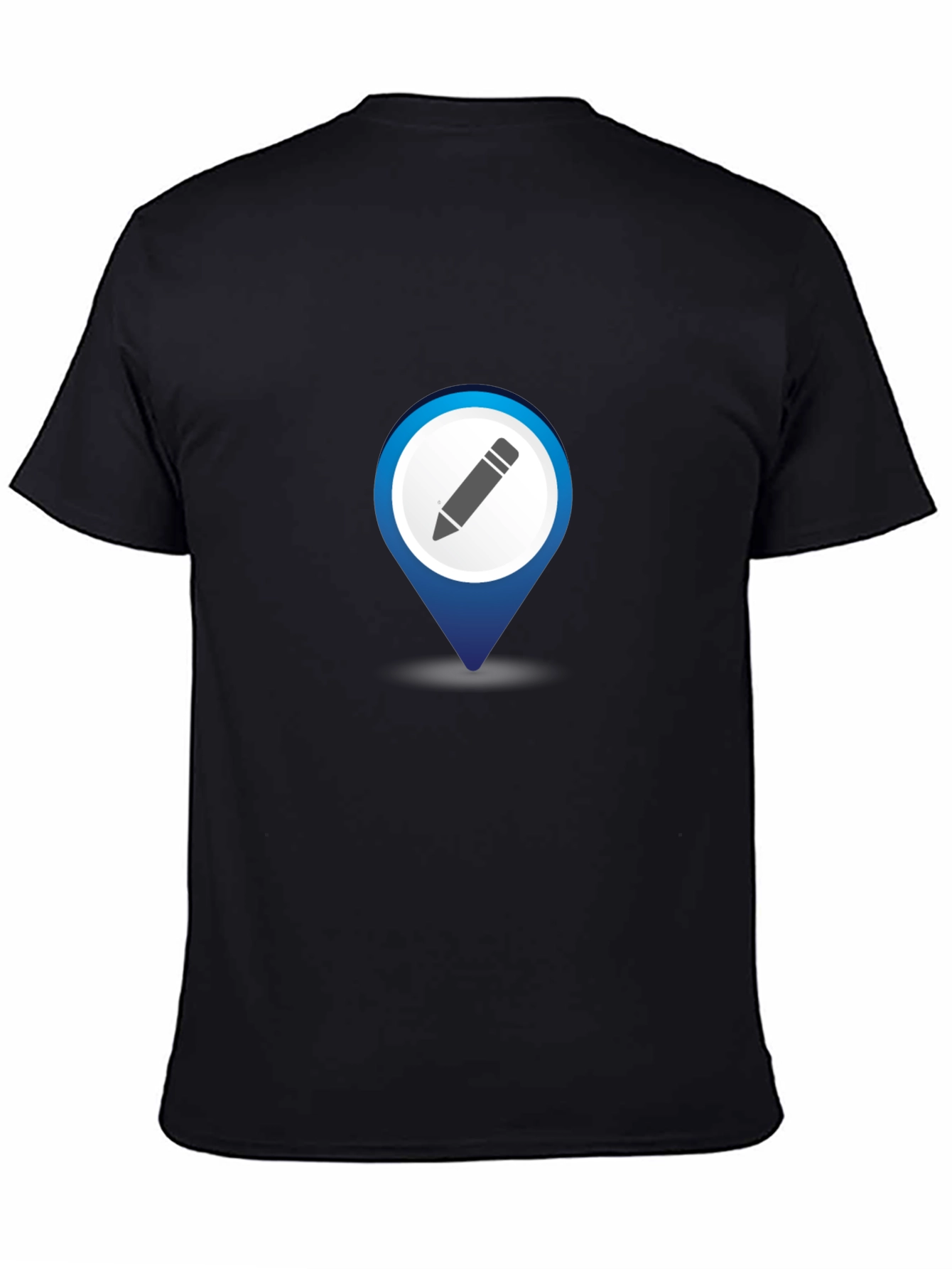 Mens Black T-Shirt with Location Pin Design