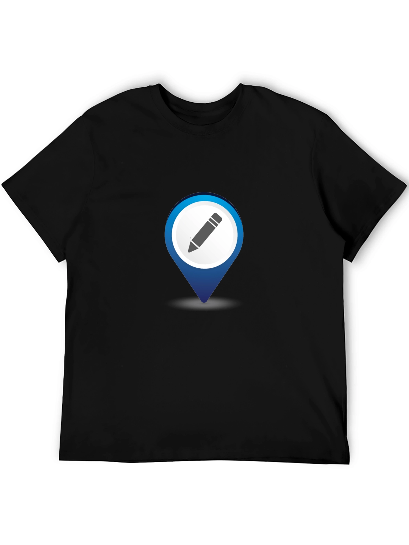 Mens Black T-Shirt with Location Pin Design