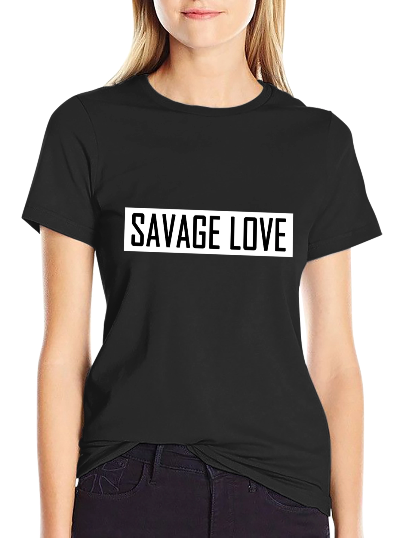 Savage Love Graphic Tee - Black Cotton Casual Wear