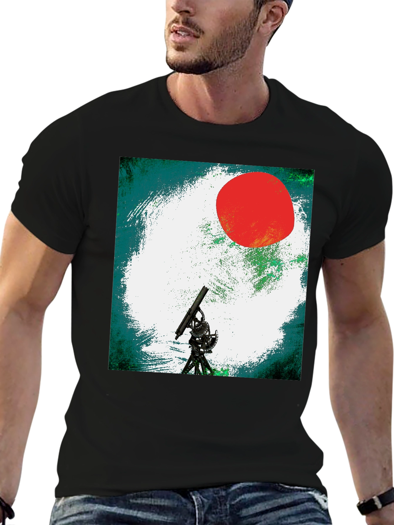 Telescope Graphic Tee - Black Unisex T-Shirt