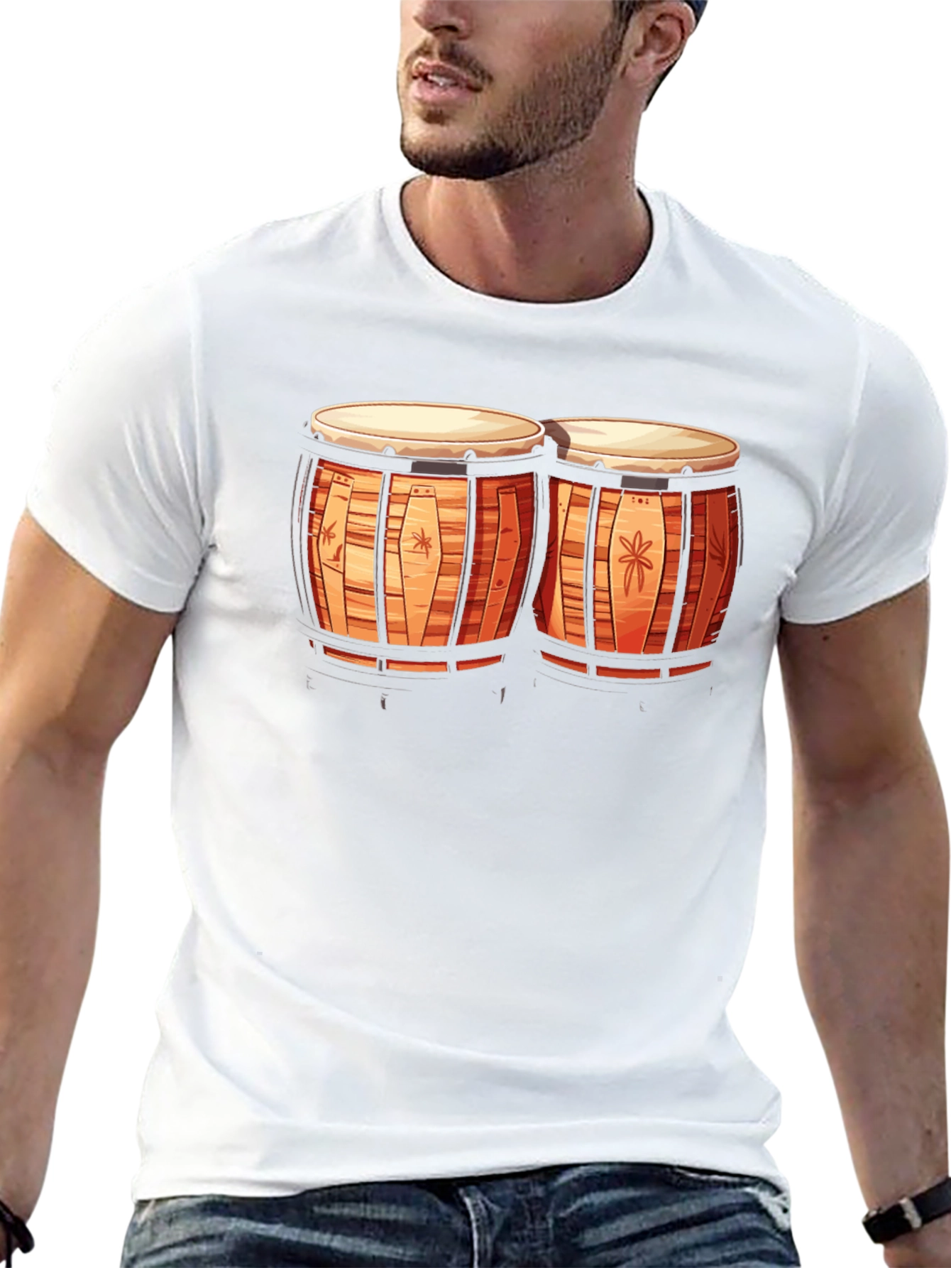 Bongo Drum Graphic Tee - Music Lovers Black T-Shirt