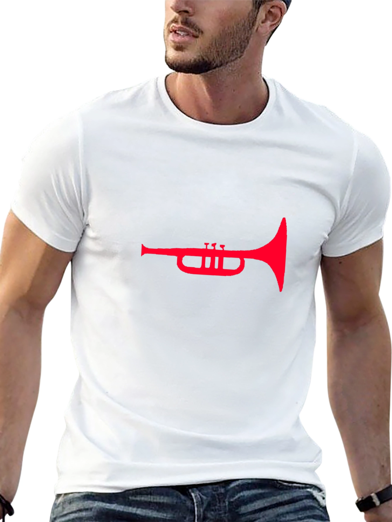 Red Trumpet Graphic Tee - Stylish Black T-Shirt
