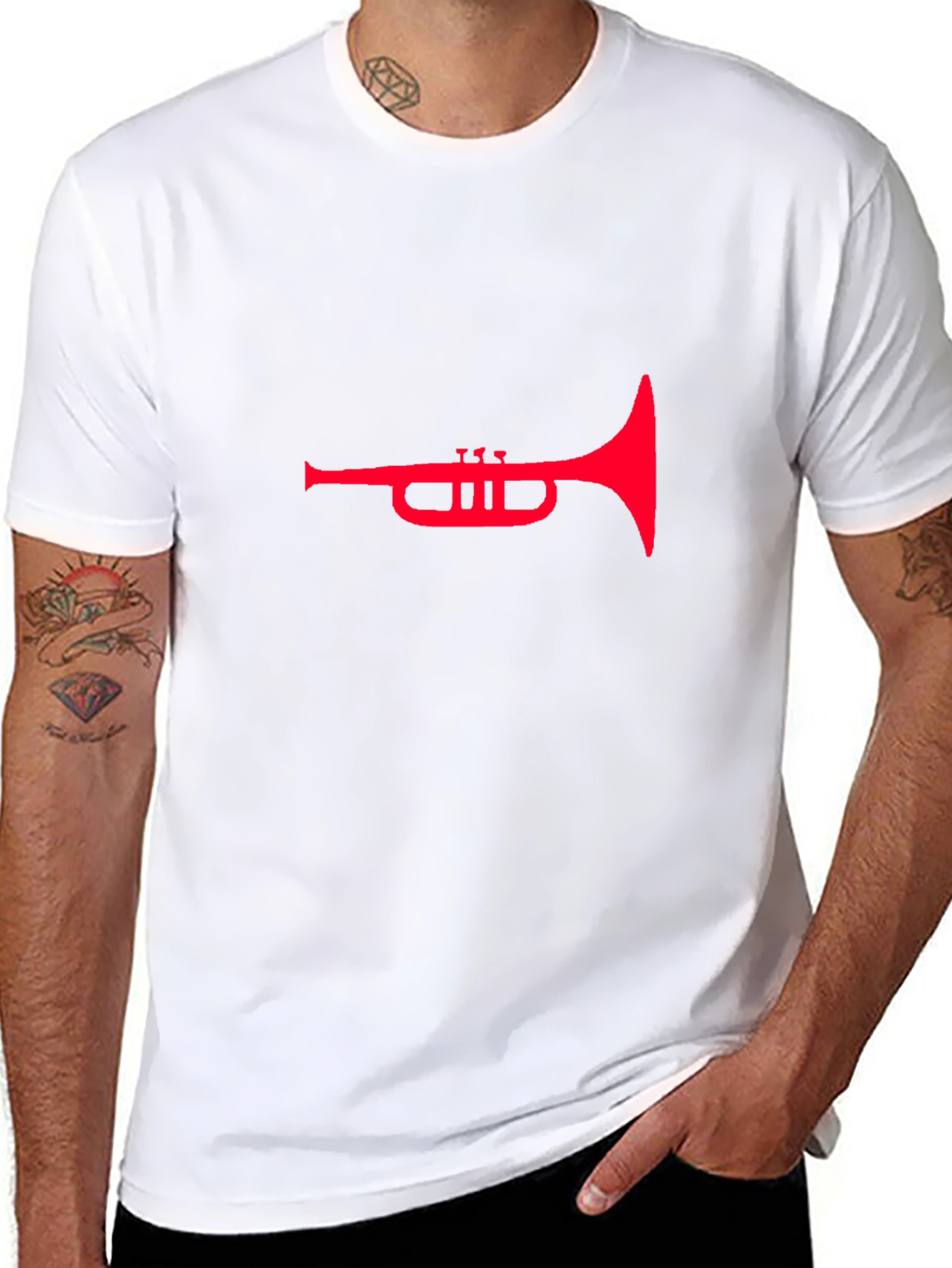 Red Trumpet Graphic Tee - Stylish Black T-Shirt
