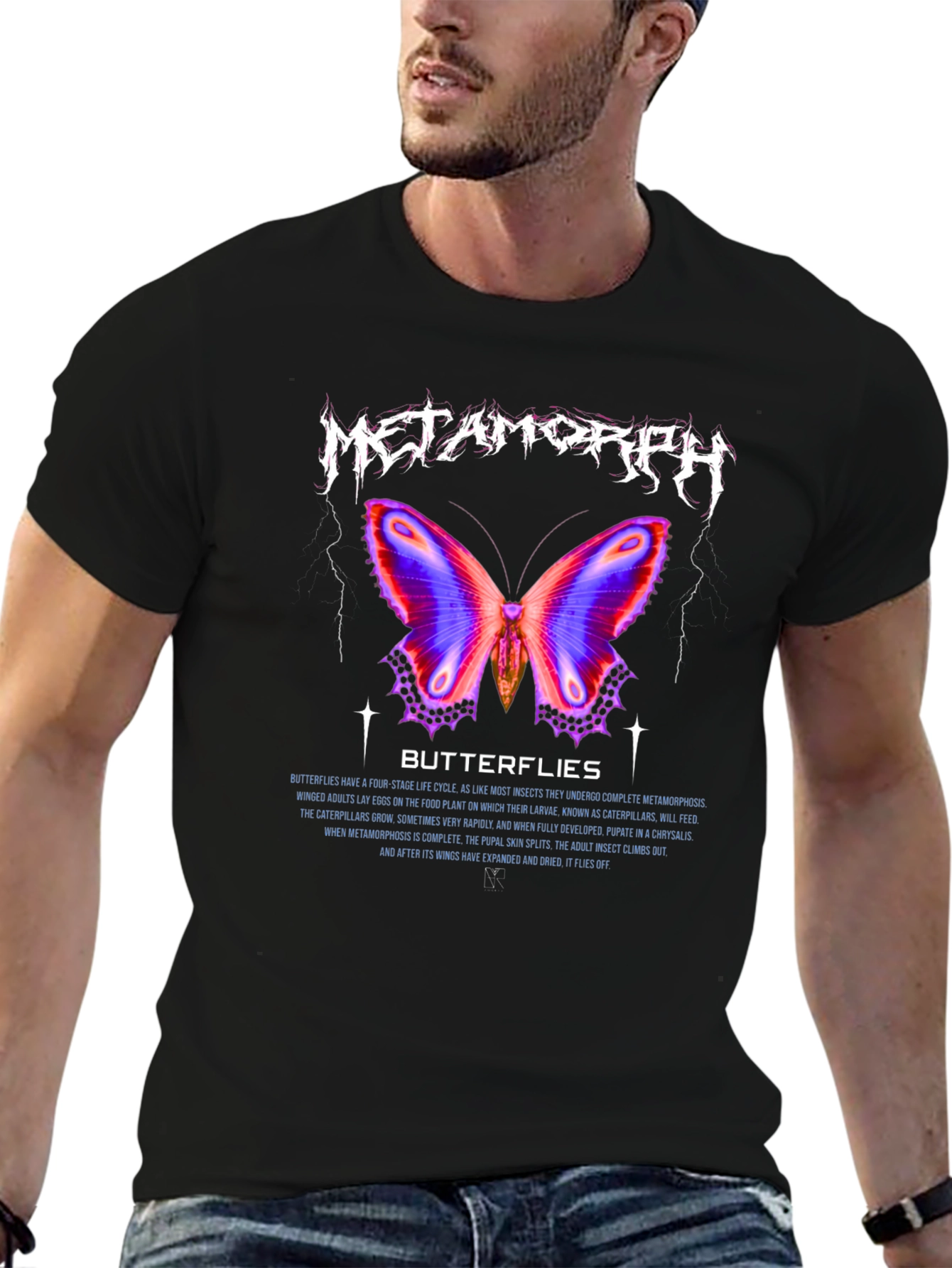 Metamorph Butterfly Graphic Tee - Black Cotton Blend