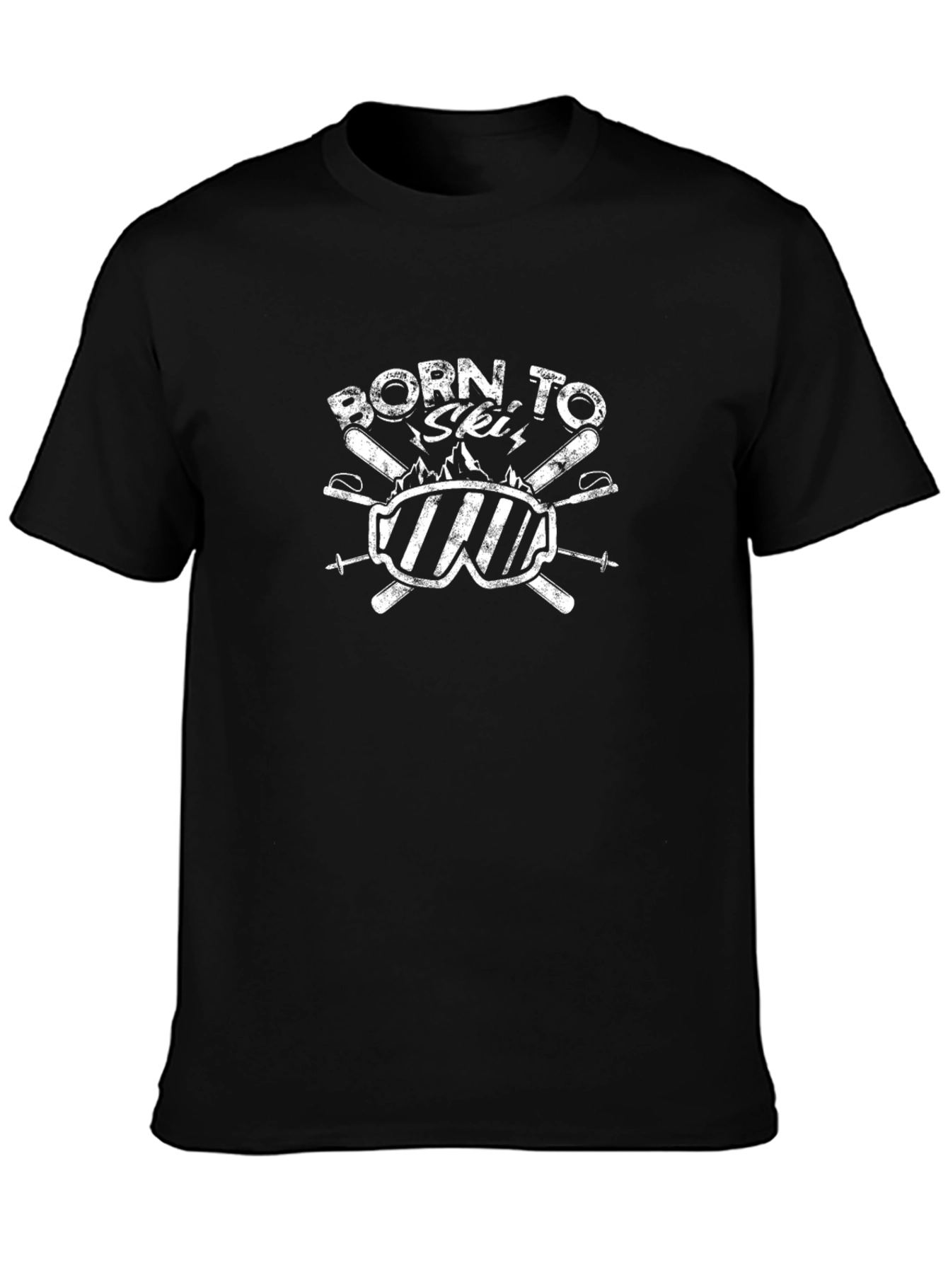 Born to Ski Black T-Shirt Skiing Gift
