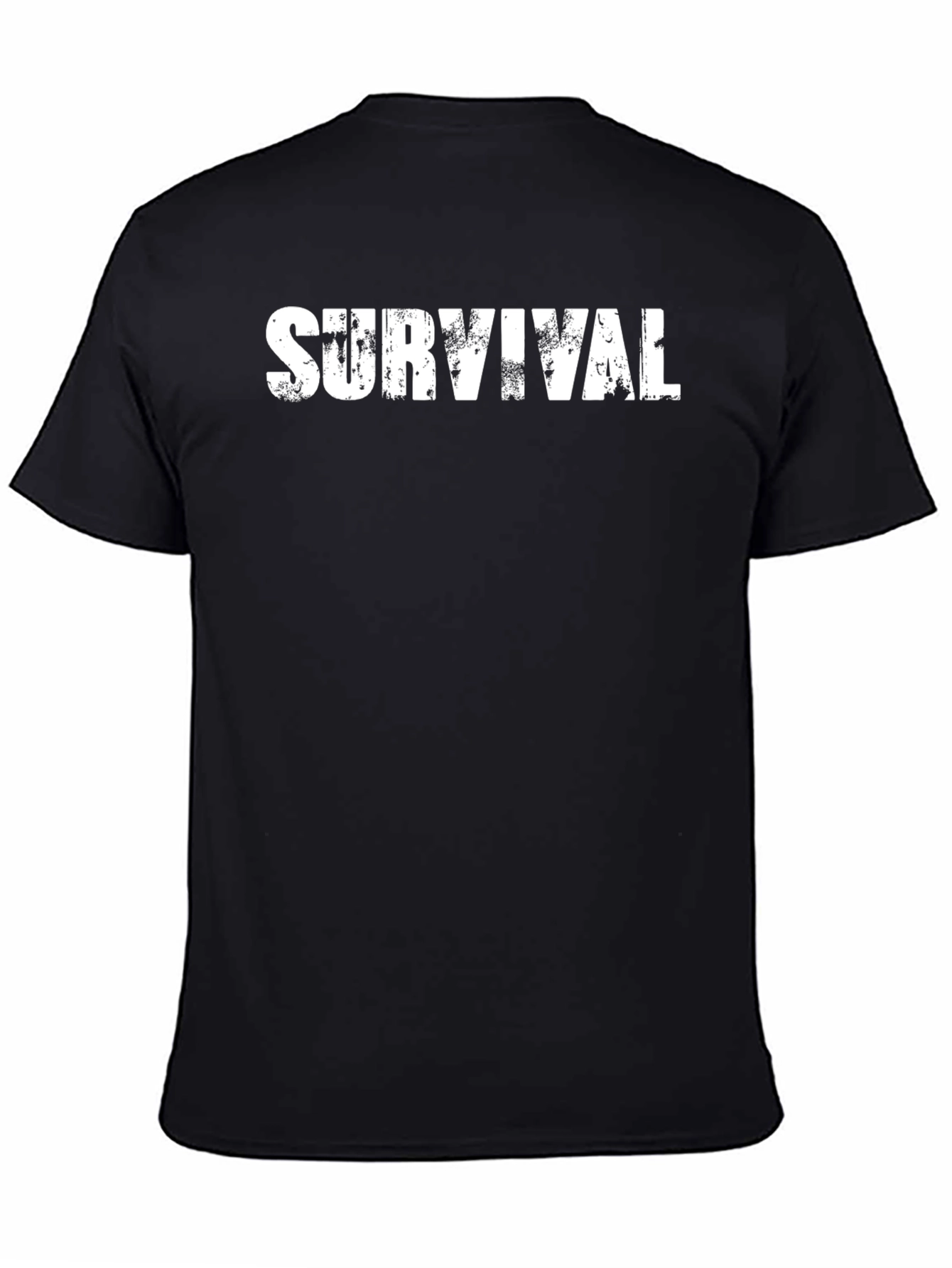 Survival Graphic Tee - Distressed Print Black Cotton T-Shirt