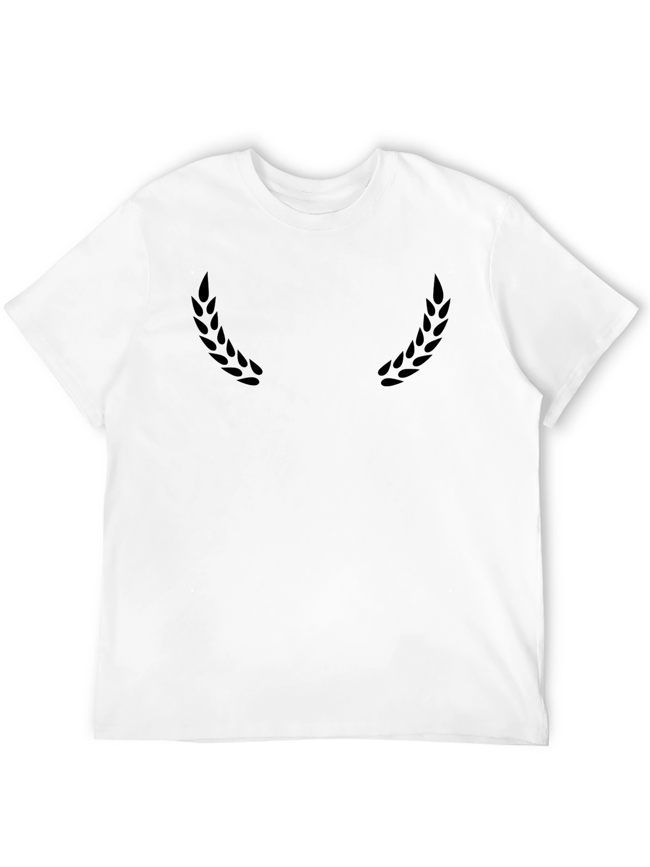 Stylish Black Crew Neck T-Shirt with Subtle Laurel Design