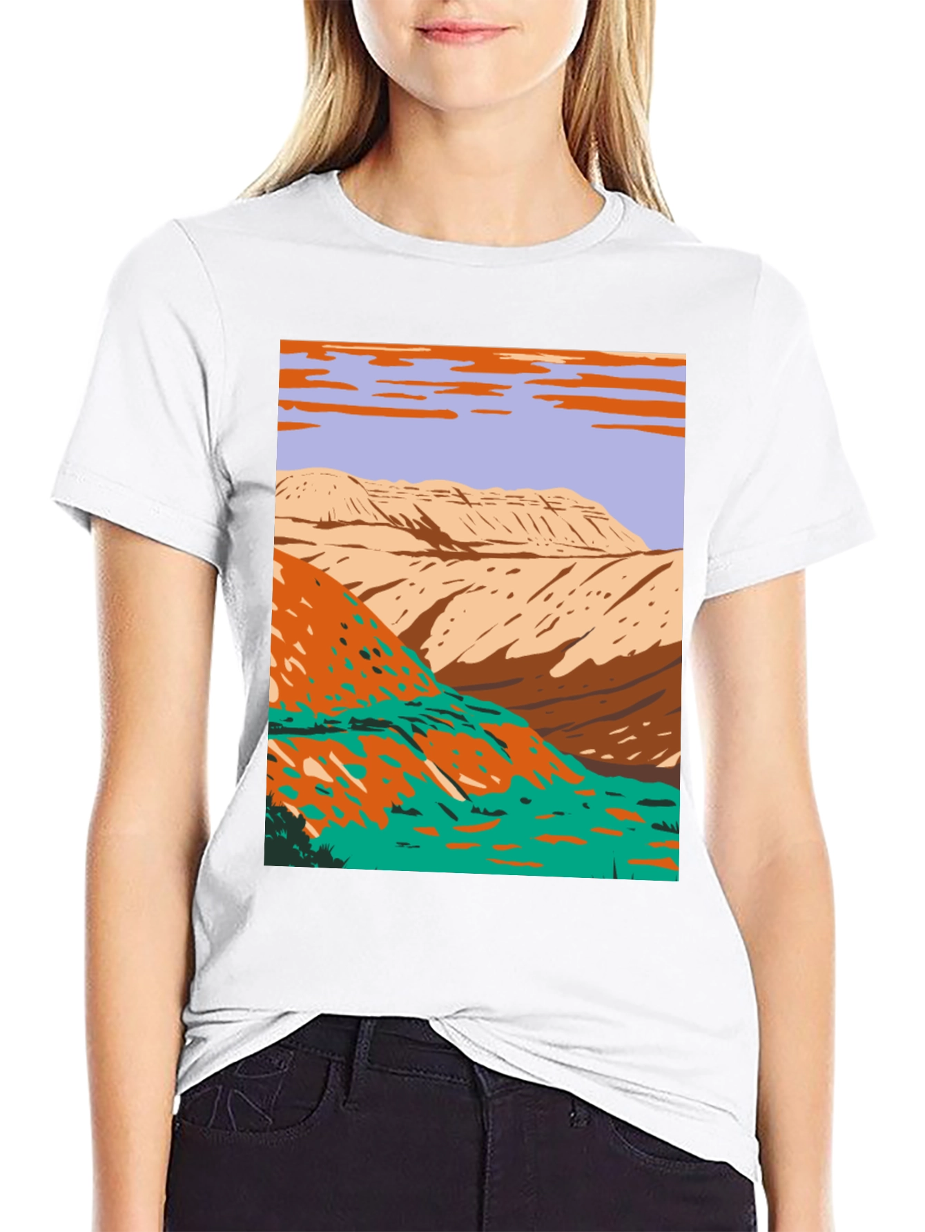 Retro Landscape Graphic Tee - Black