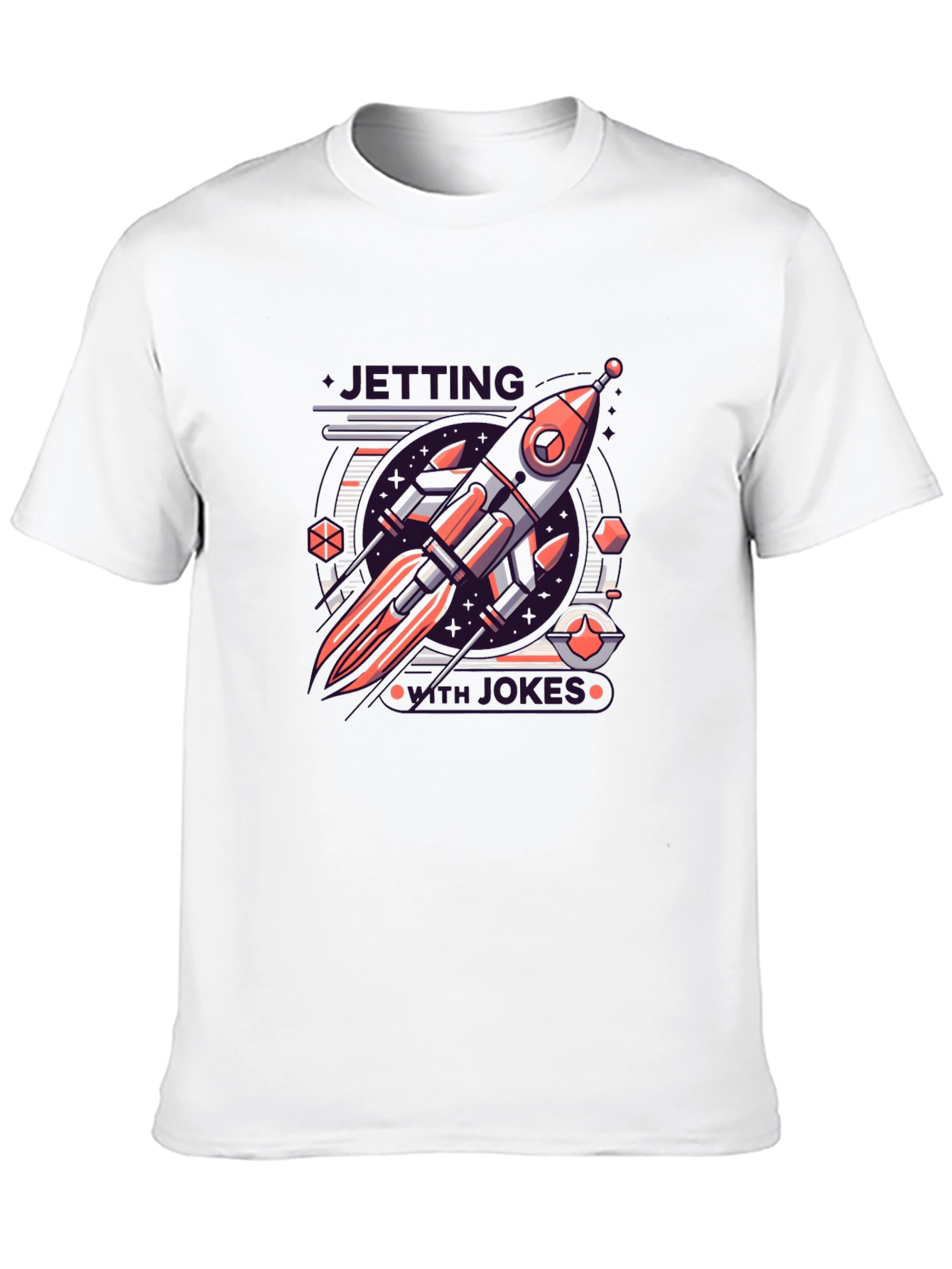 Retro Rocket Graphic Tee - Black Cotton Blend T-Shirt