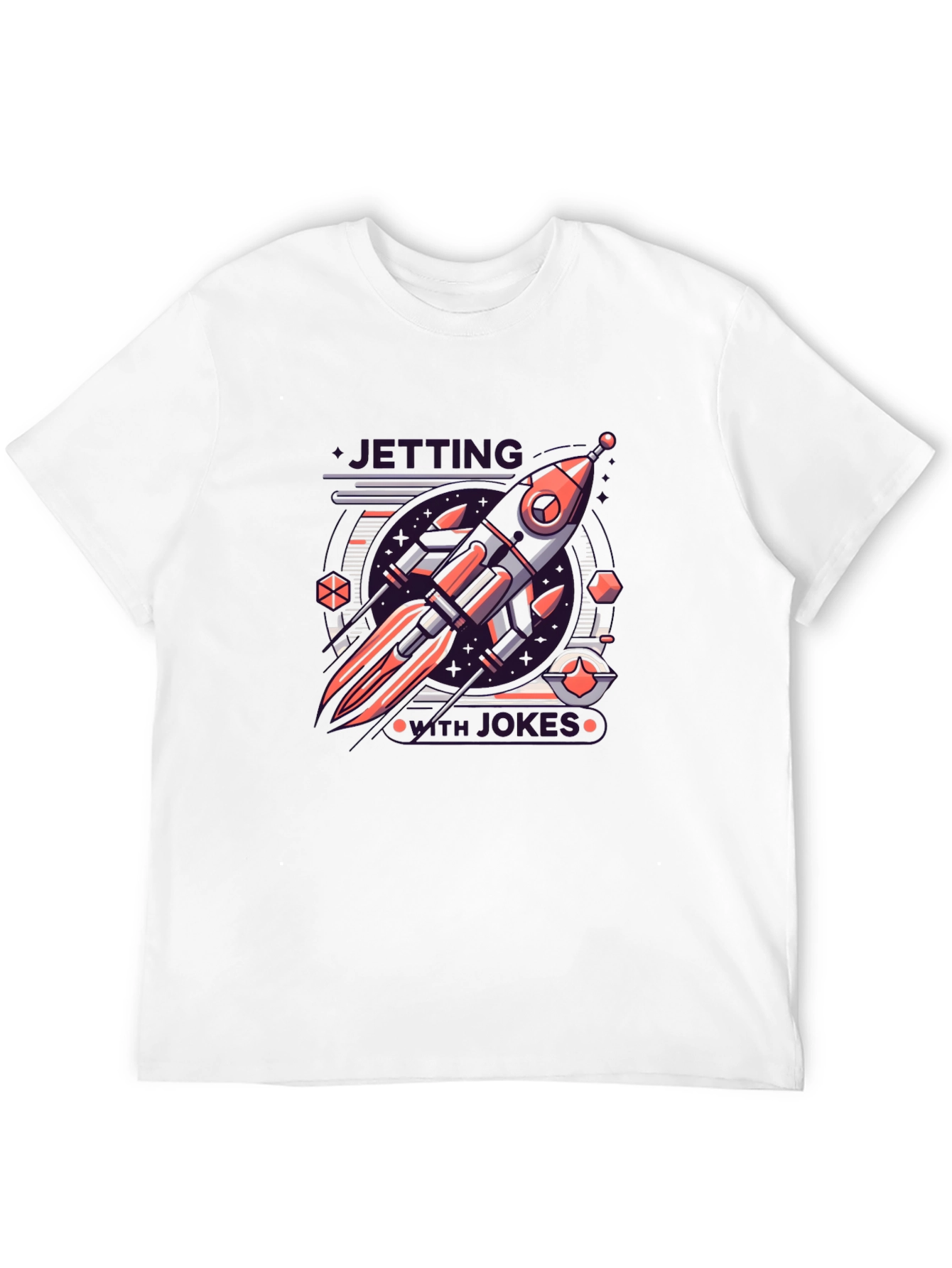 Retro Rocket Graphic Tee - Black Cotton Blend T-Shirt