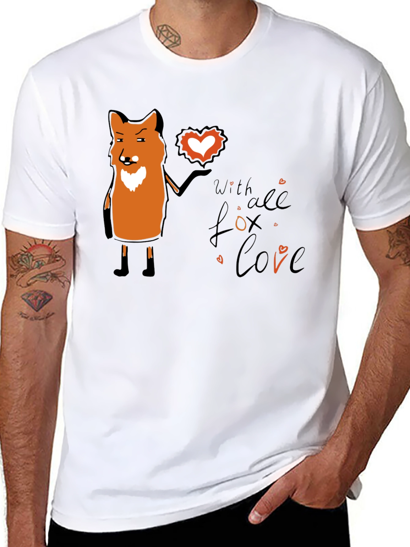 Fox Love Graphic T-Shirt - Black Unisex Tee