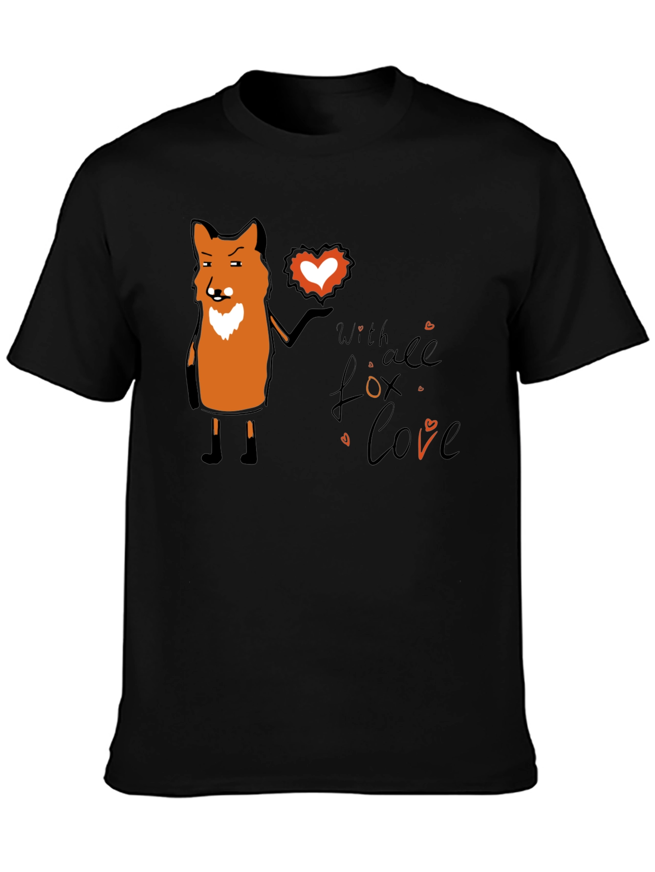 Fox Love Graphic T-Shirt - Black Unisex Tee