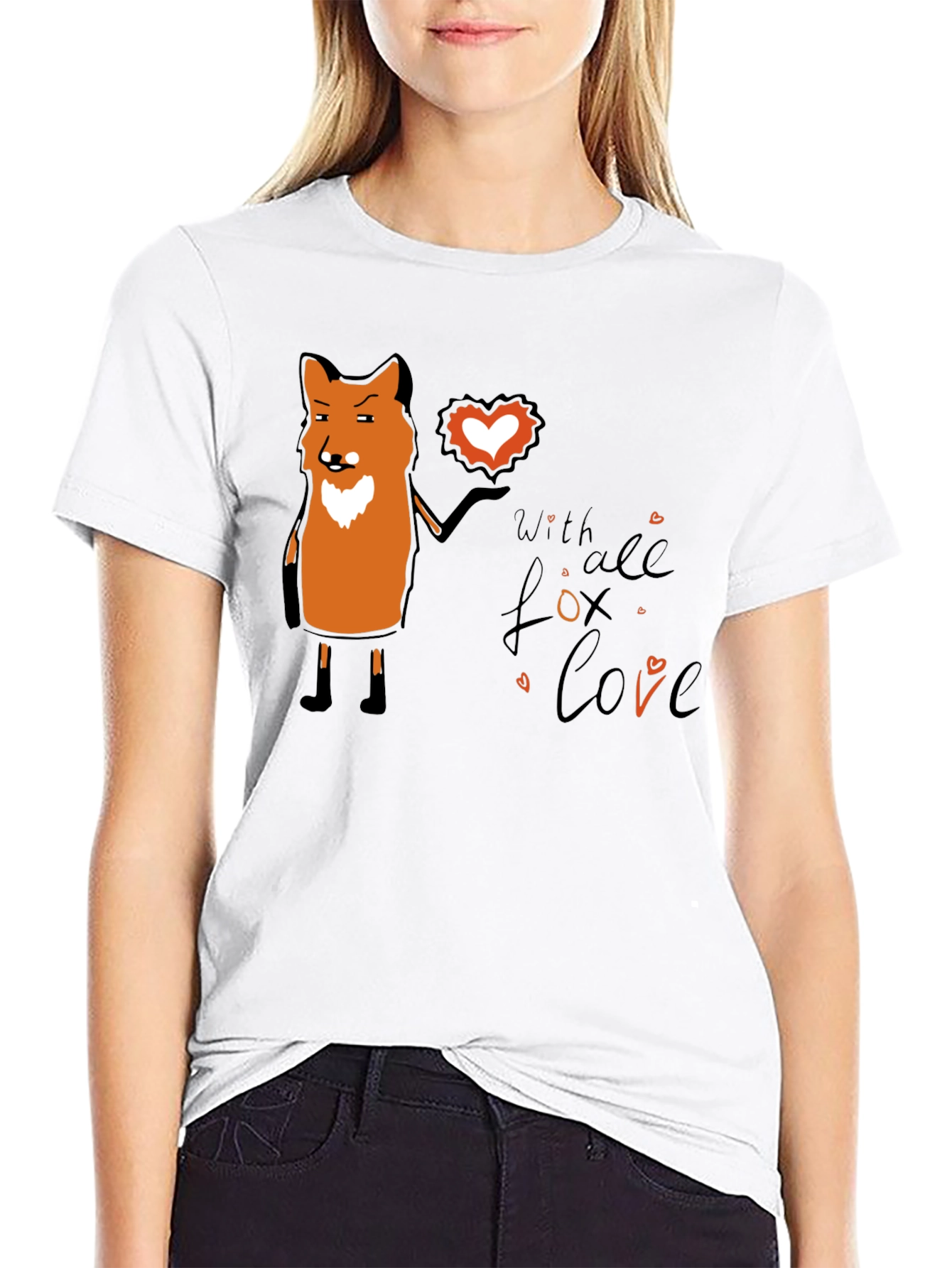 Fox Love Graphic T-Shirt - Black Unisex Tee