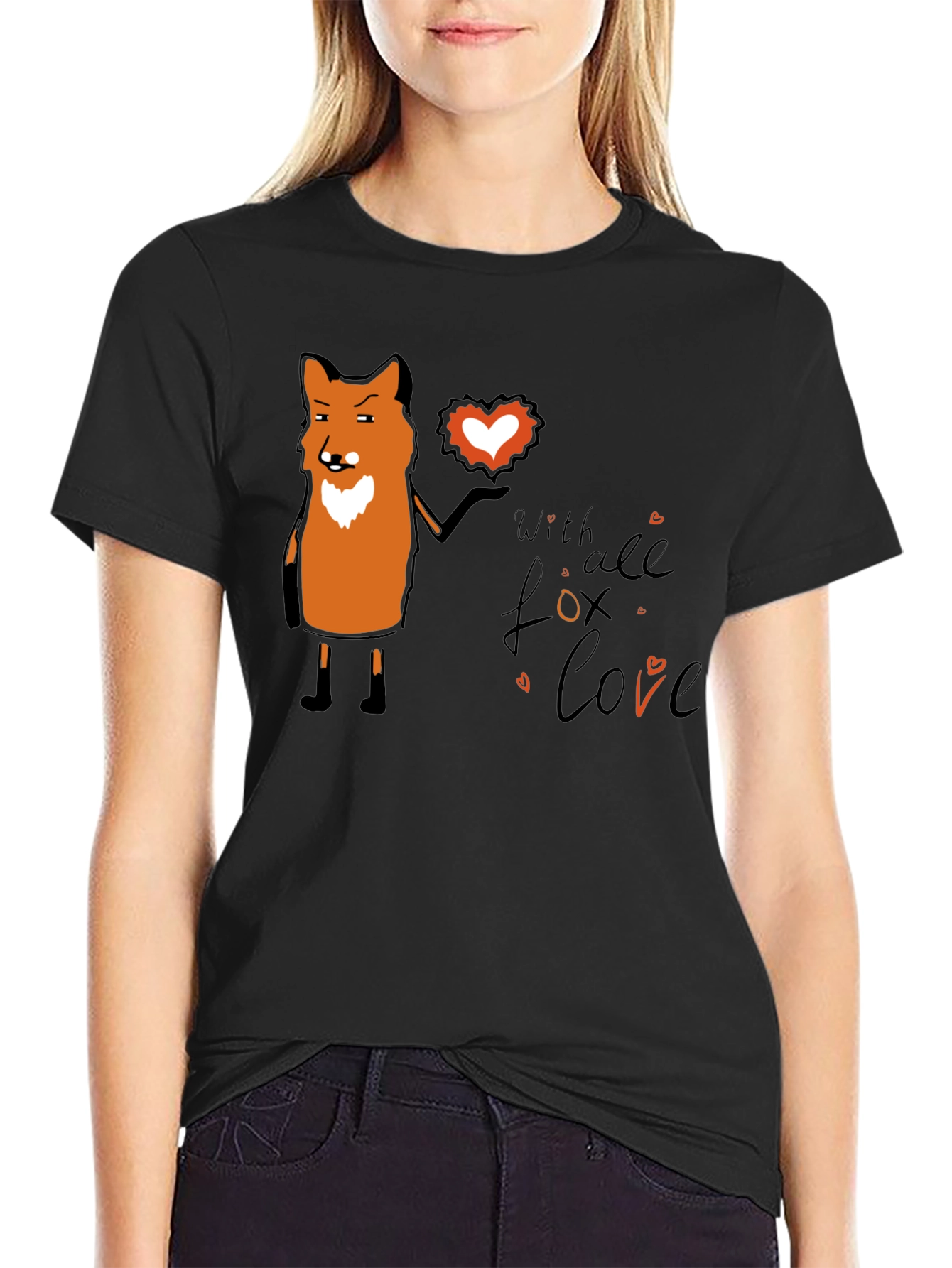 Fox Love Graphic T-Shirt - Black Unisex Tee