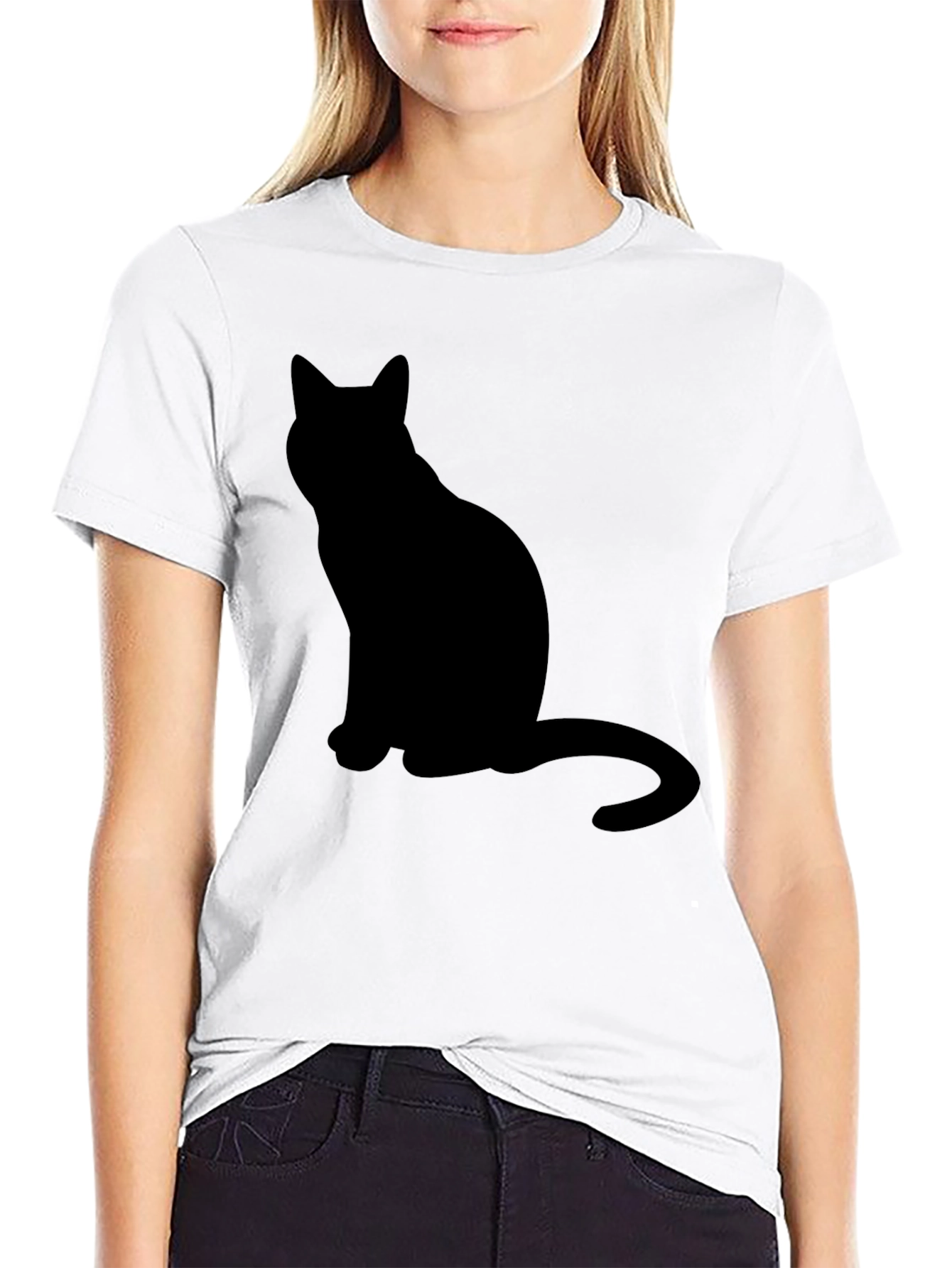 Mens Black Cat Silhouette T-Shirt