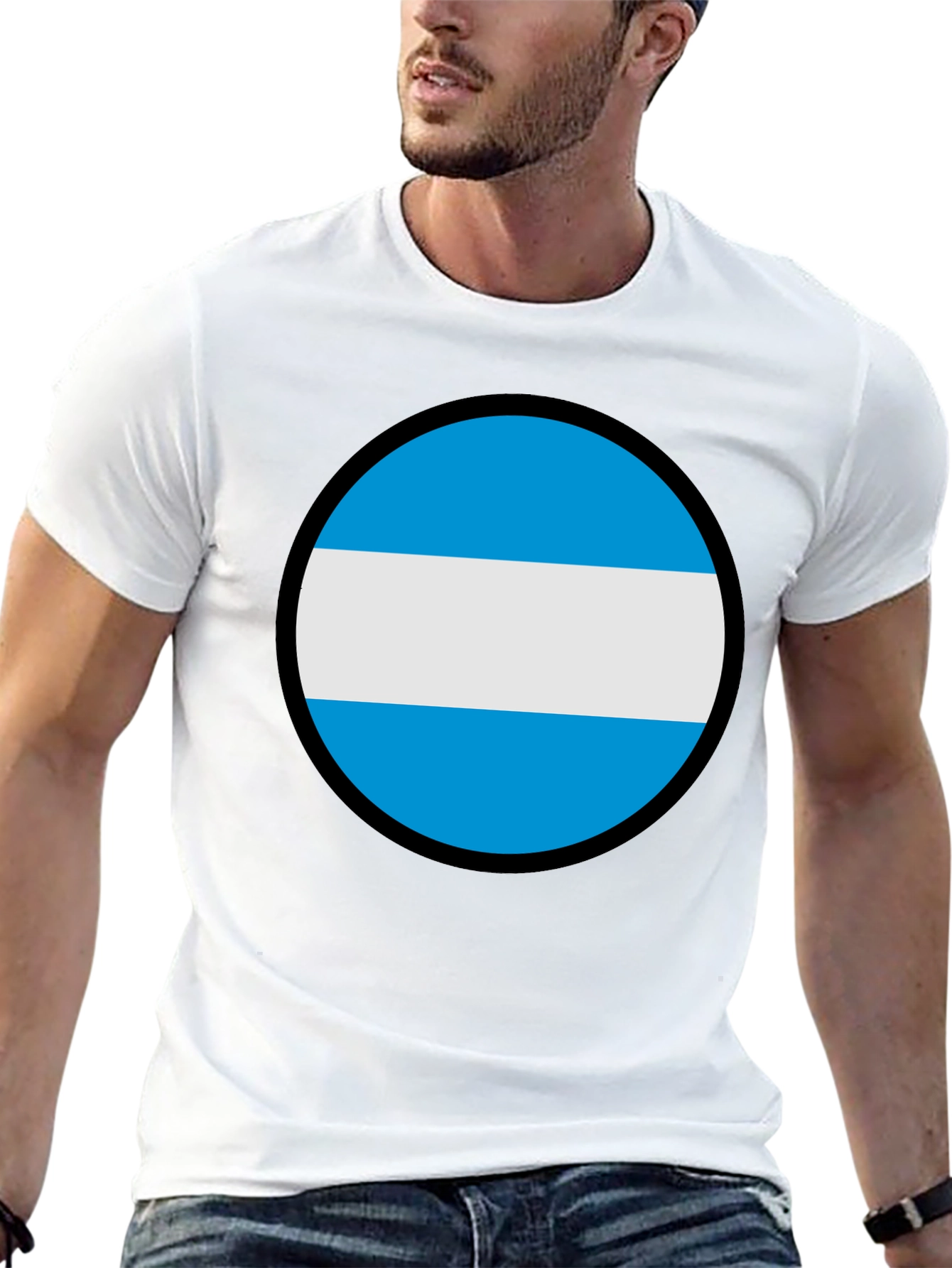 Argentina Flag Circle Graphic Mens T-Shirt