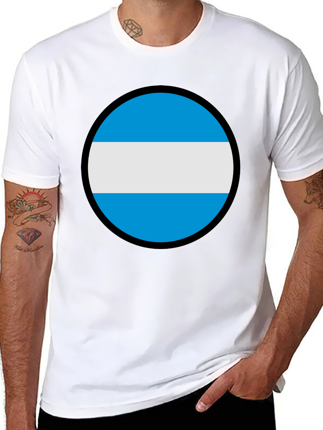 Argentina Flag Circle Graphic Mens T-Shirt