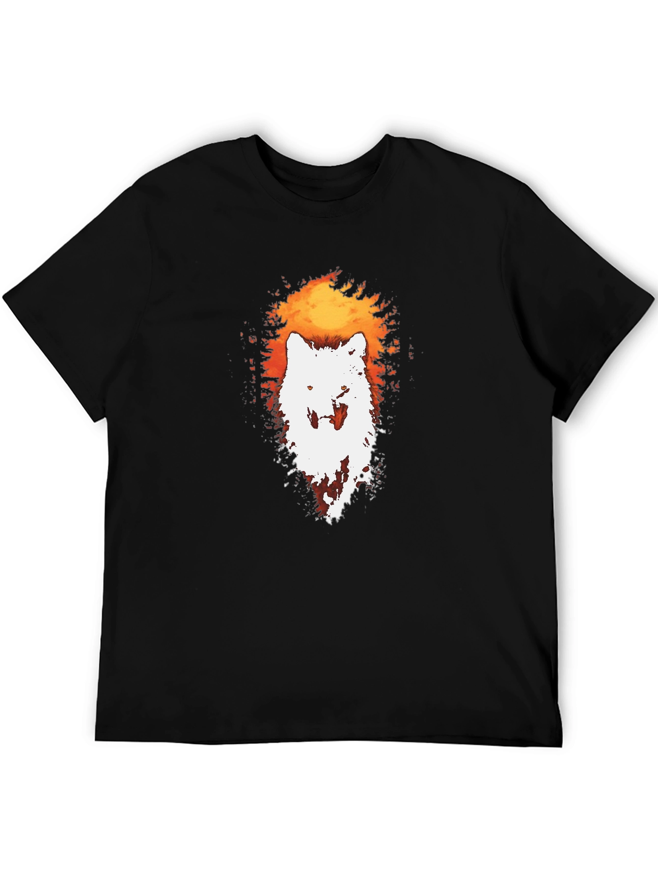 Wolf Silhouette Graphic Tee - Black Cotton T-Shirt