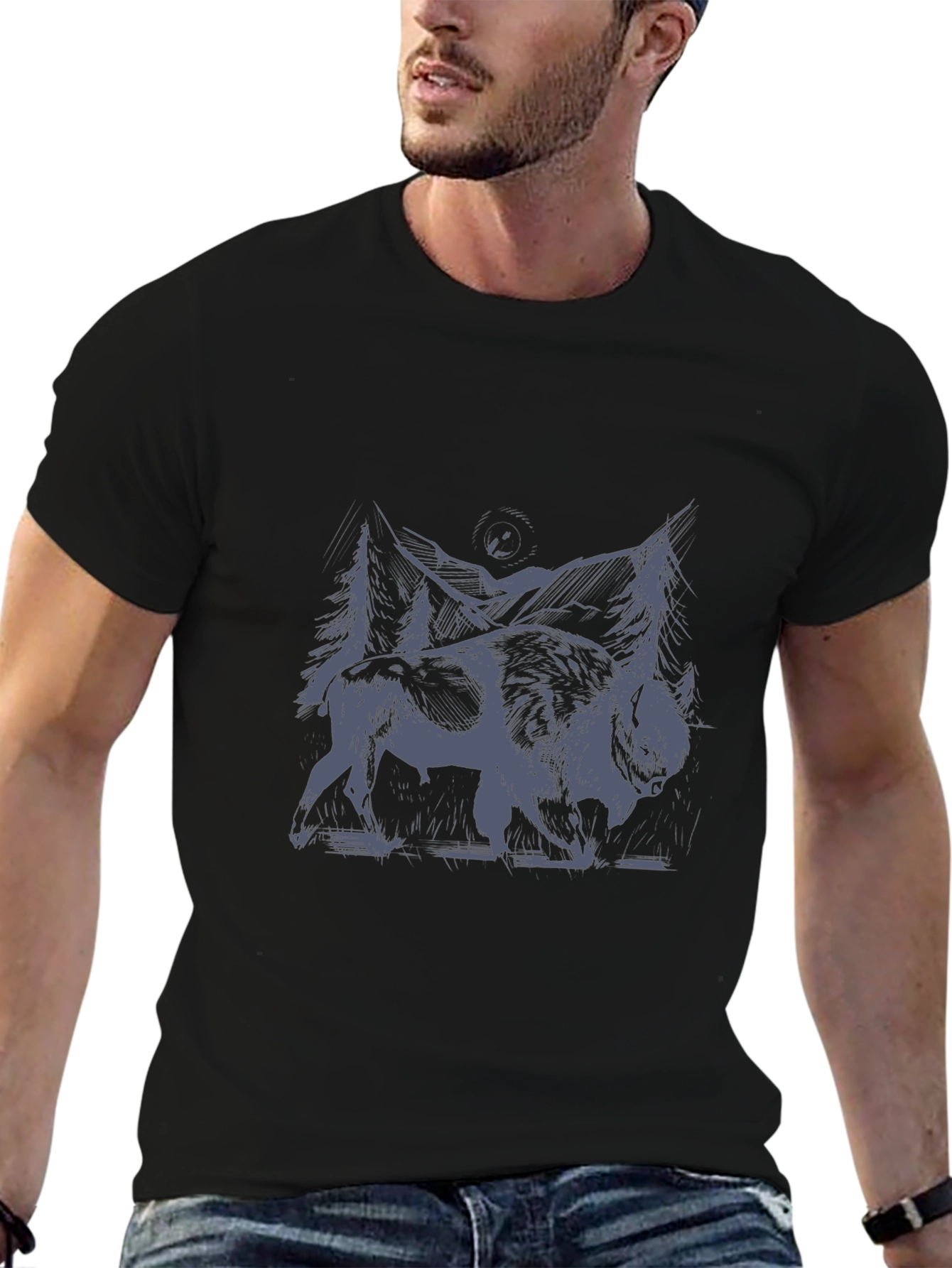 Buffalo Forest Graphic T-Shirt - Black