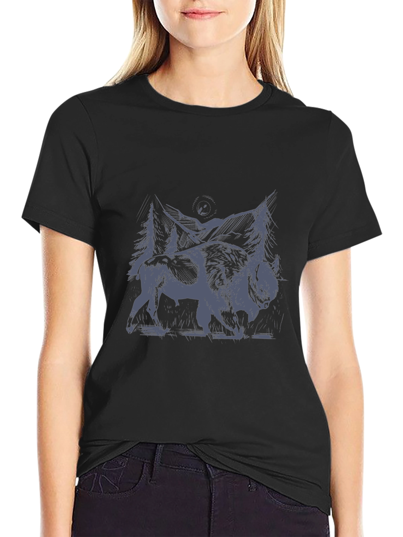 Buffalo Forest Graphic T-Shirt - Black