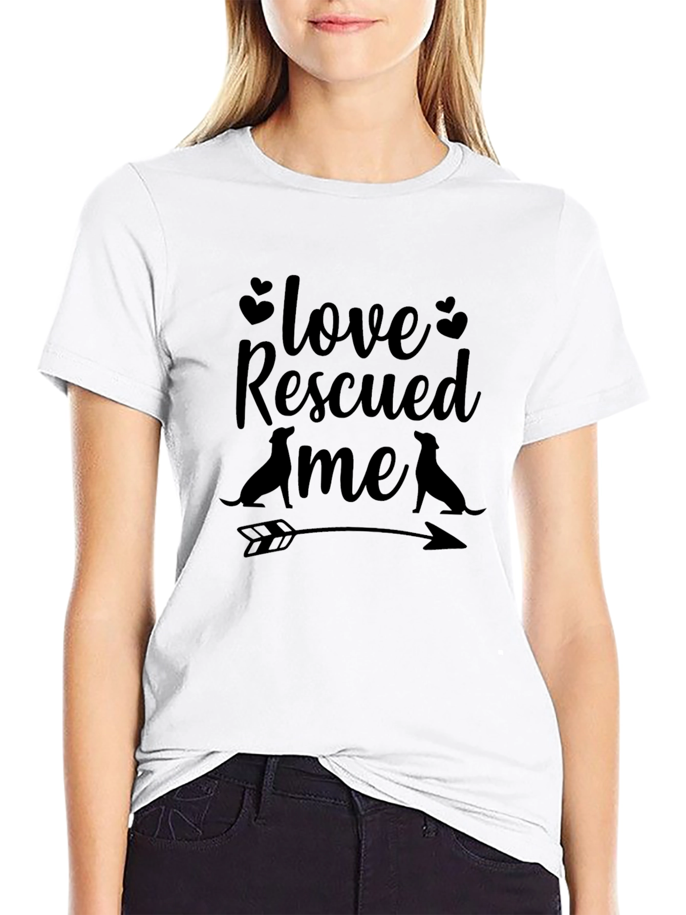 Love Rescued Me Graphic T-Shirt - Black