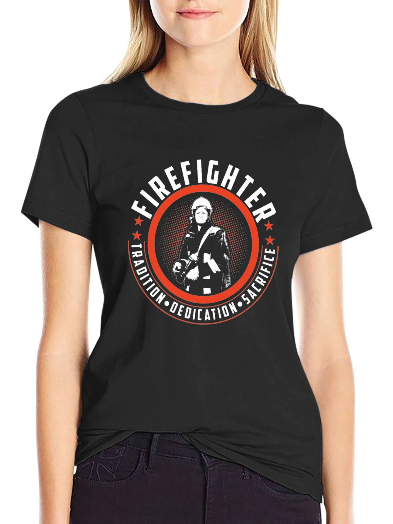 Firefighter Tradition Graphic Tee - Sacrifice Dedication Honor