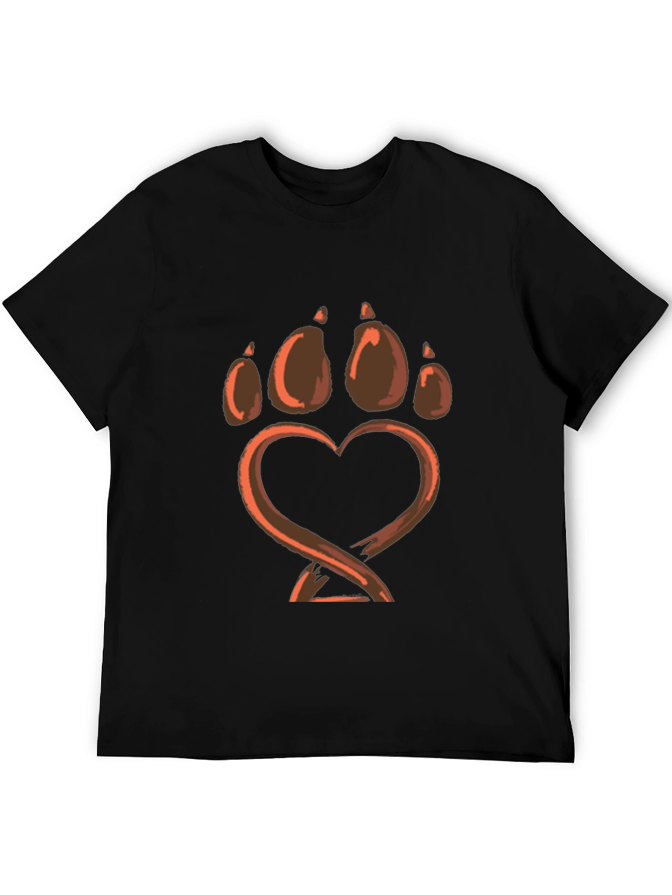 Paw Print Heart Graphic Tee - Soft Black Shirt