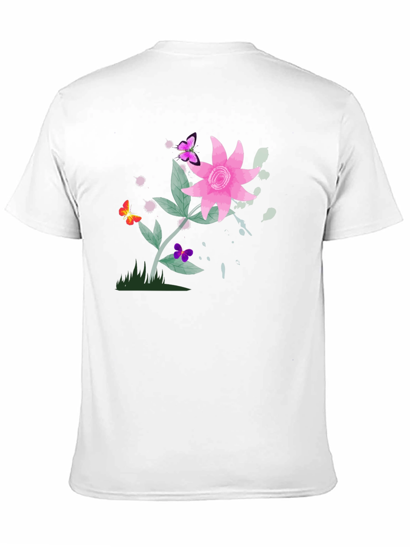 Floral Butterfly Graphic Black T-Shirt
