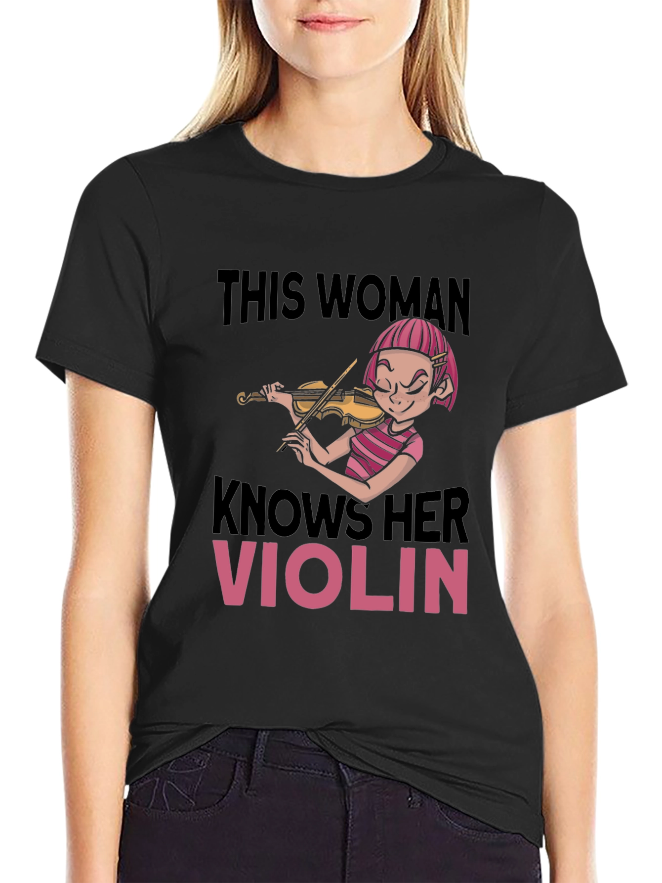 Funny Violinist Womens Black T-Shirt