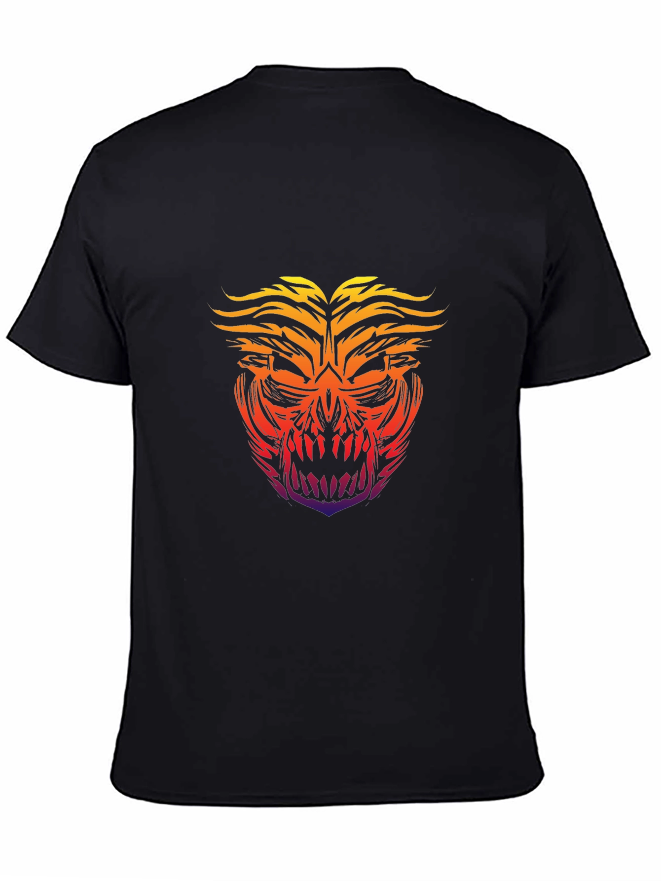 Fiery Skull Graphic Tee - Bold Black T-Shirt