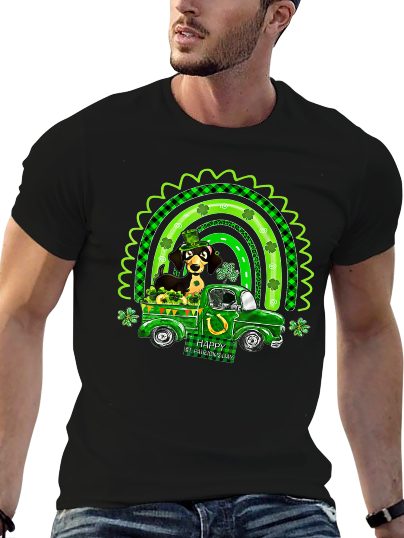 St. Patricks Day Dachshund Dog Truck T-Shirt
