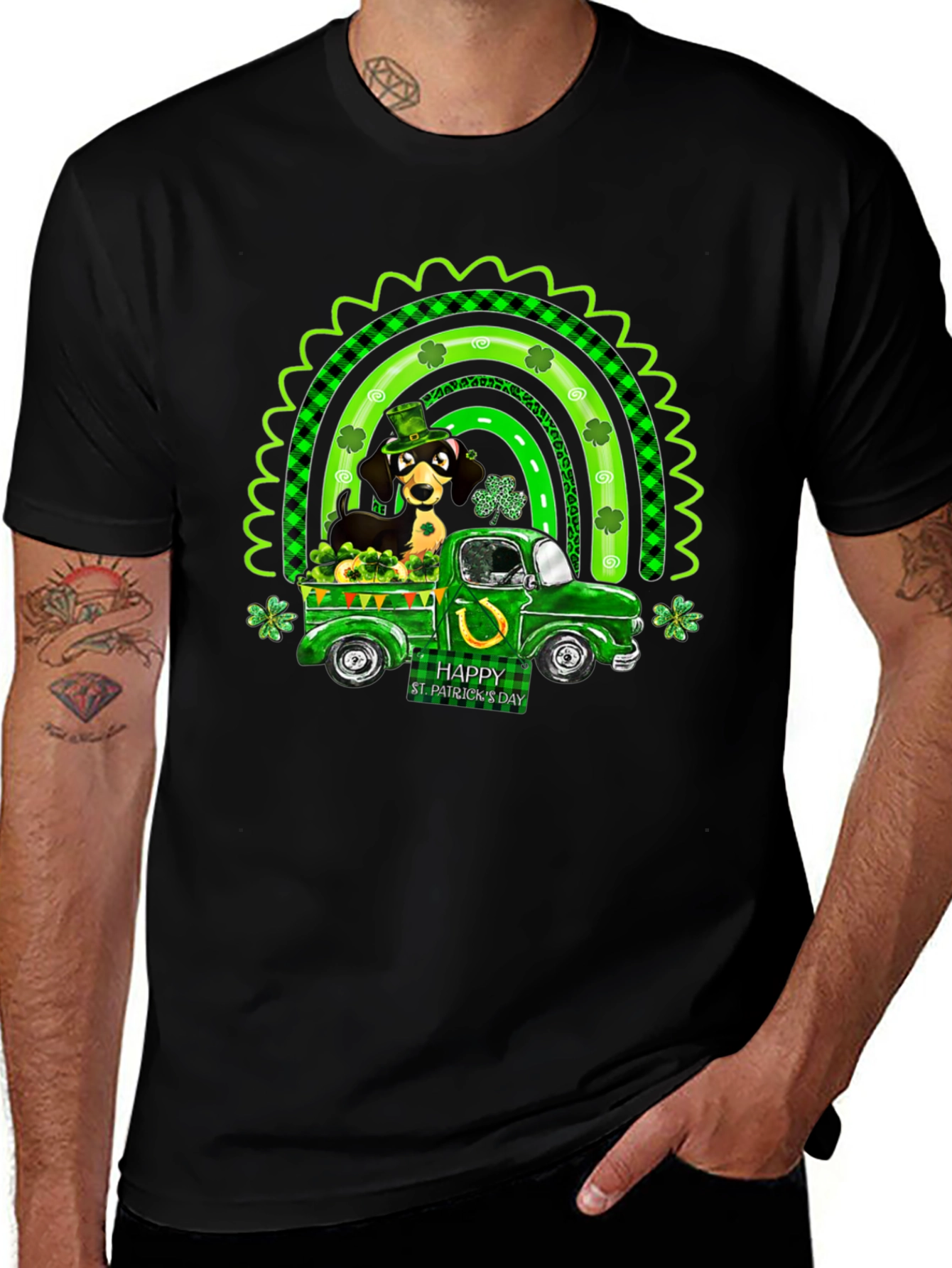 St. Patricks Day Dachshund Dog Truck T-Shirt