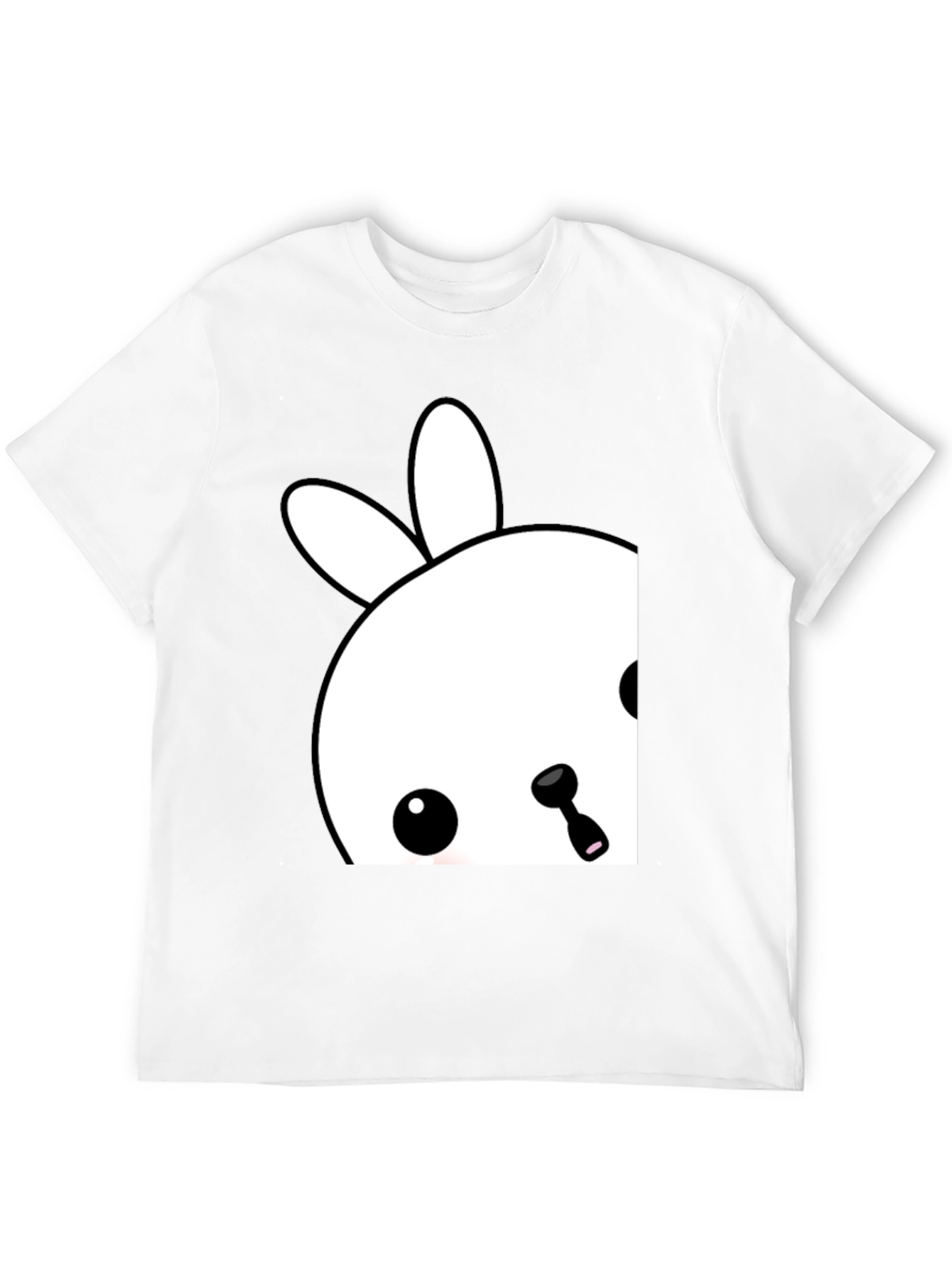 Cute Bunny Graphic Tee - Black Cotton Blend