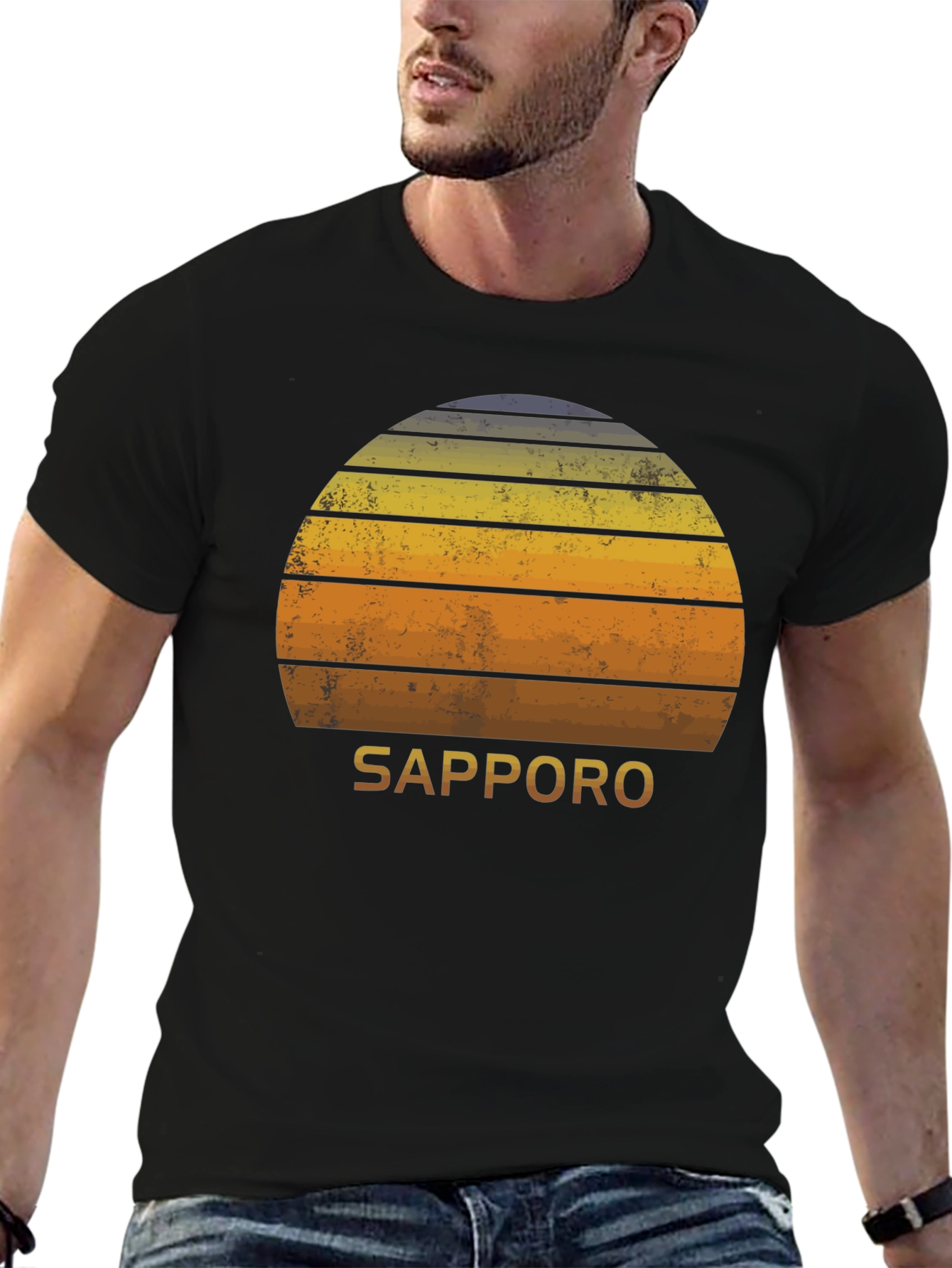 Sapporo Sunset Graphic Tee - Retro Style