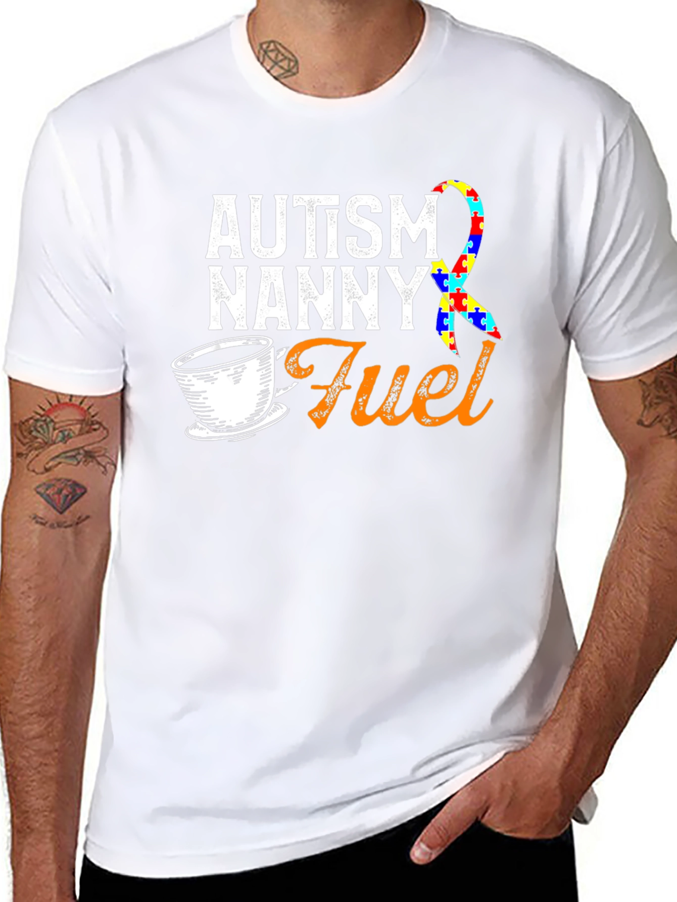 Autism Nanny Fuel T-Shirt Awareness Ribbon