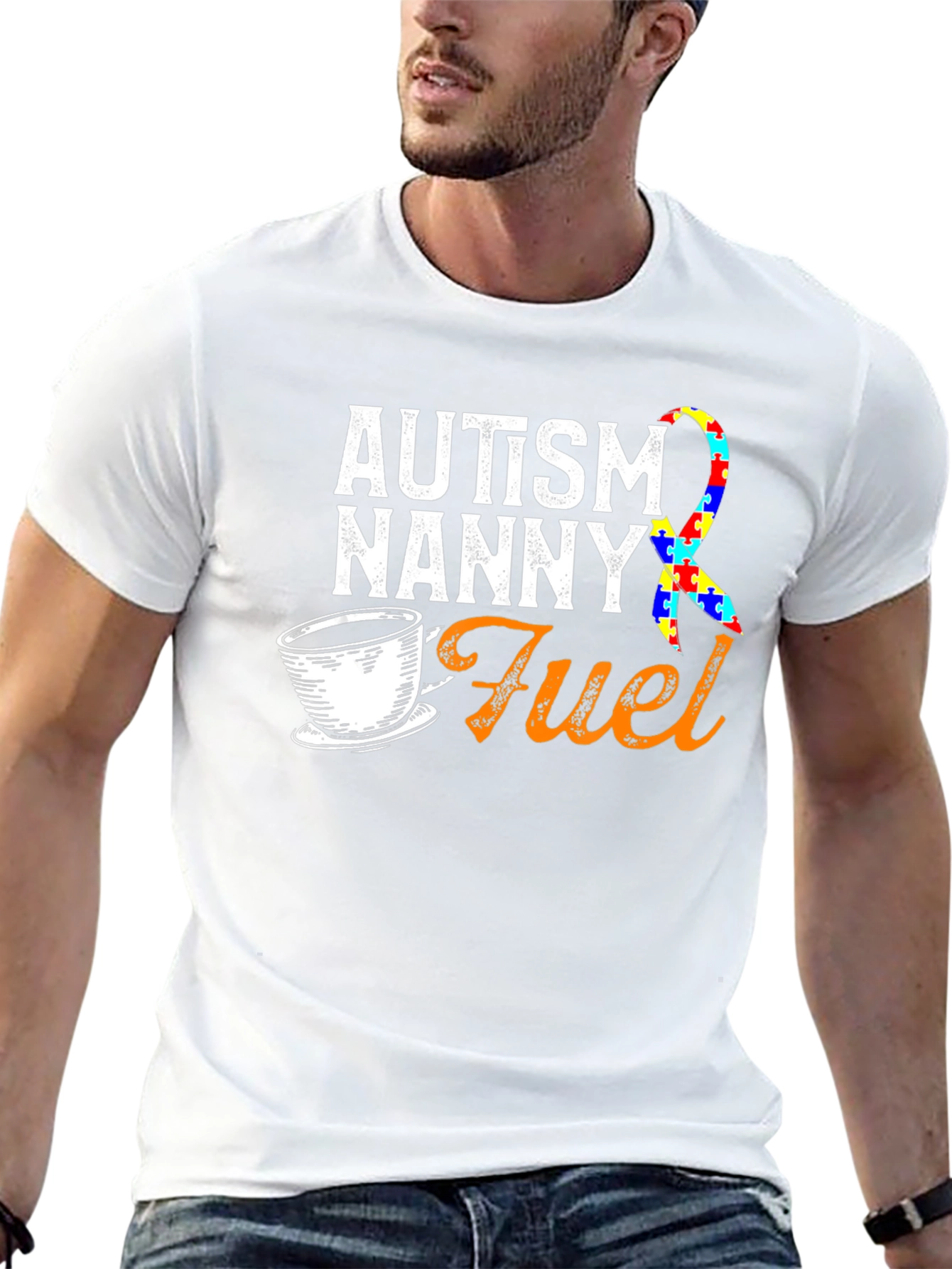 Autism Nanny Fuel T-Shirt Awareness Ribbon