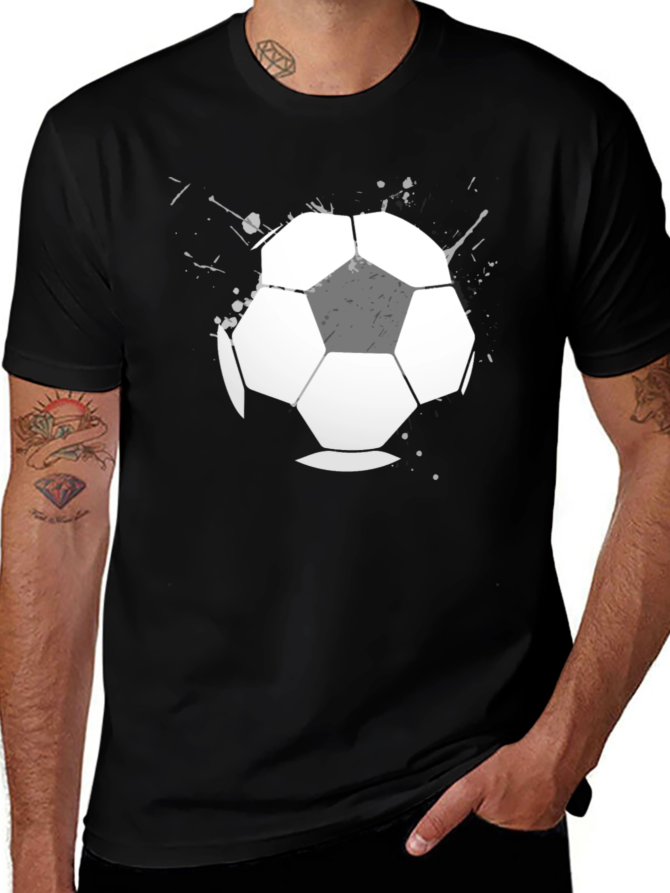 Soccer Ball Graphic T-Shirt - Casual Black Tee