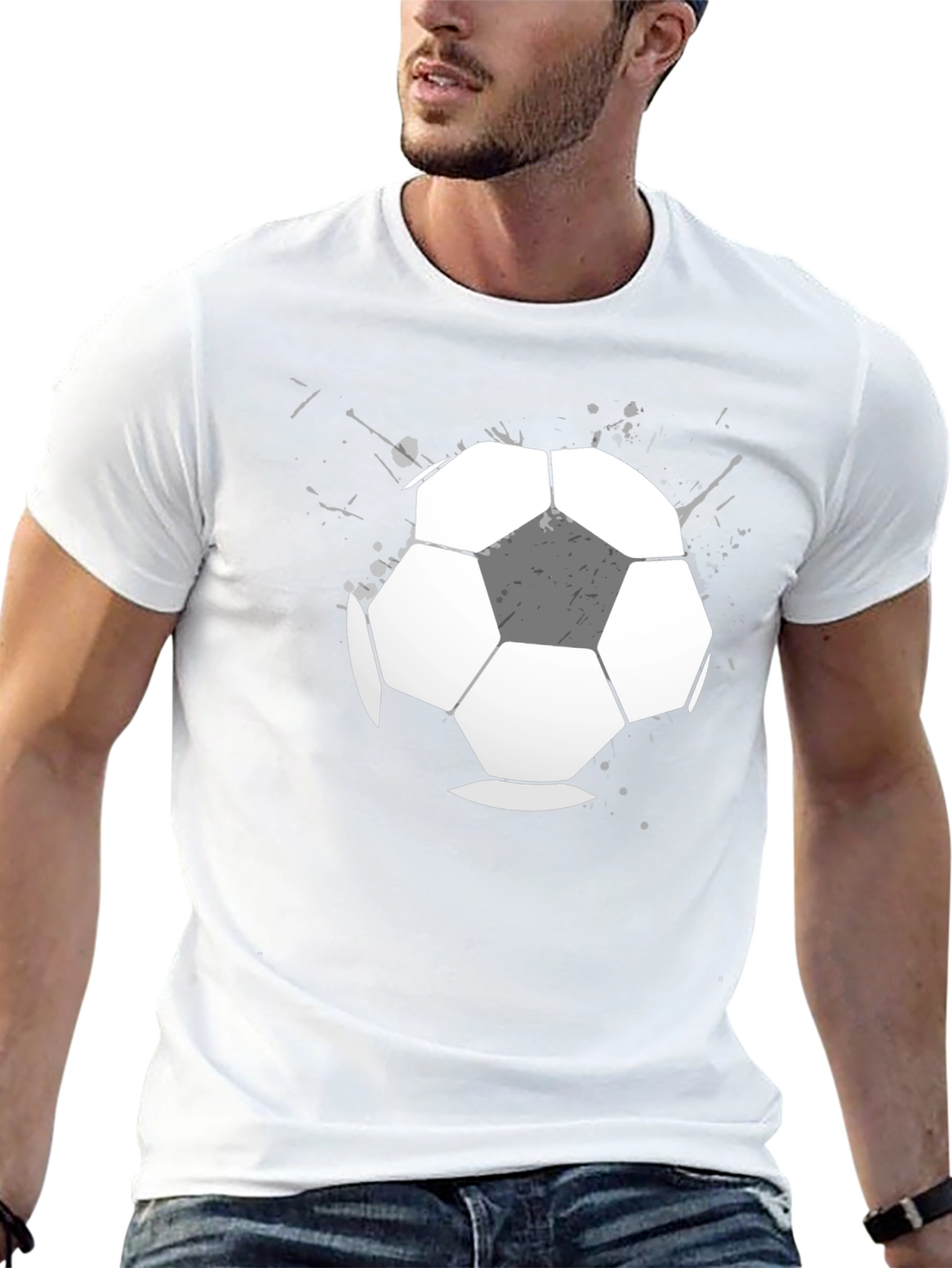 Soccer Ball Graphic T-Shirt - Casual Black Tee