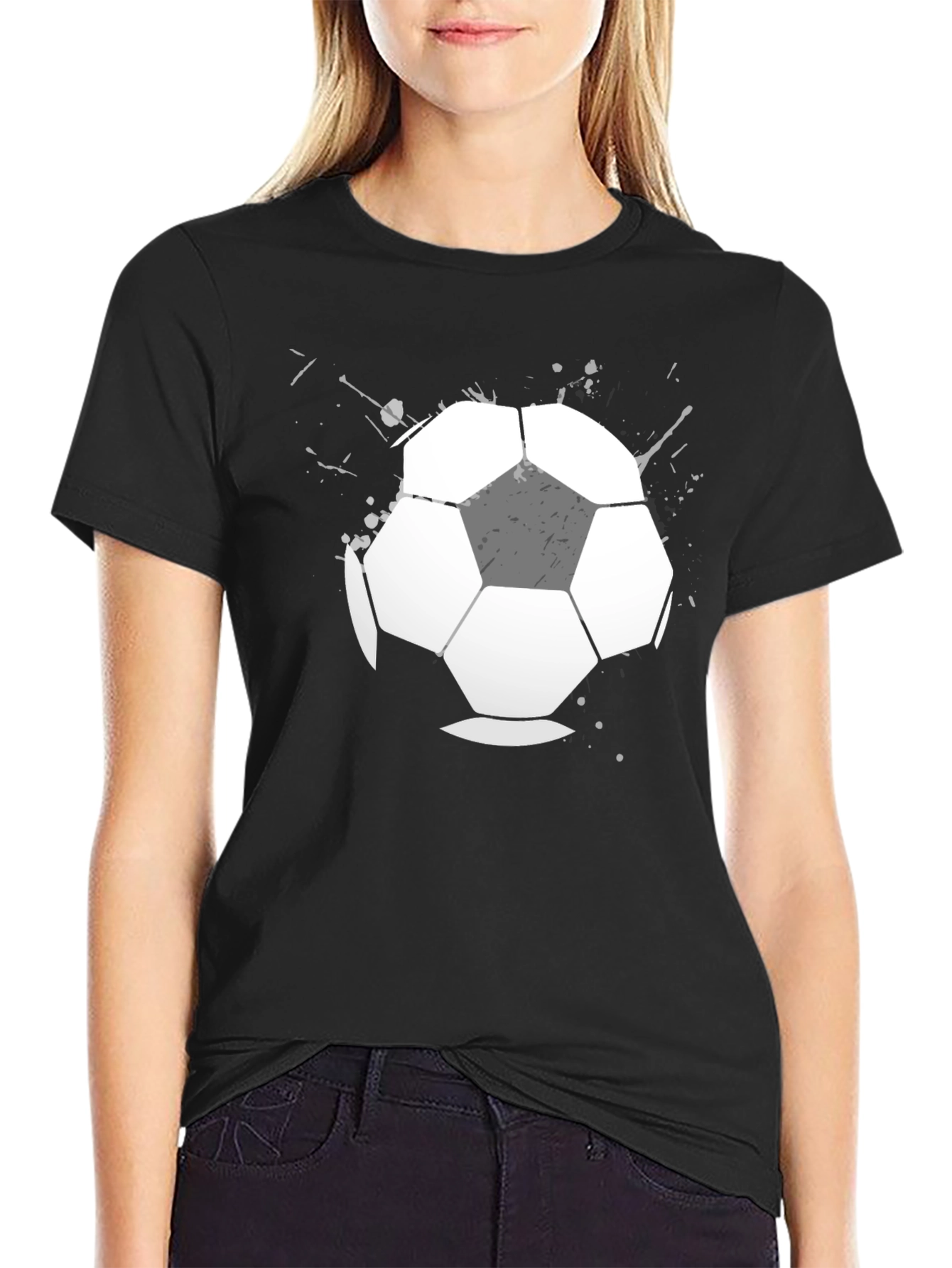 Soccer Ball Graphic T-Shirt - Casual Black Tee