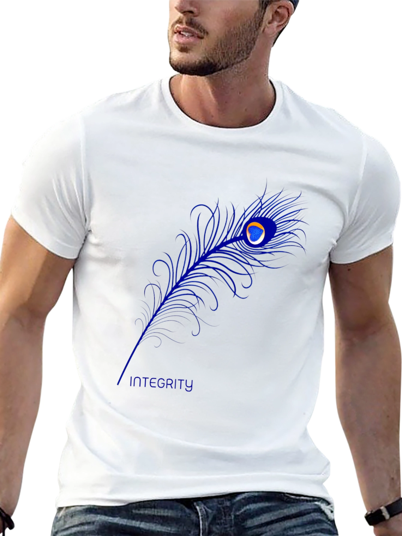 Peacock Feather Graphic Tee - Black